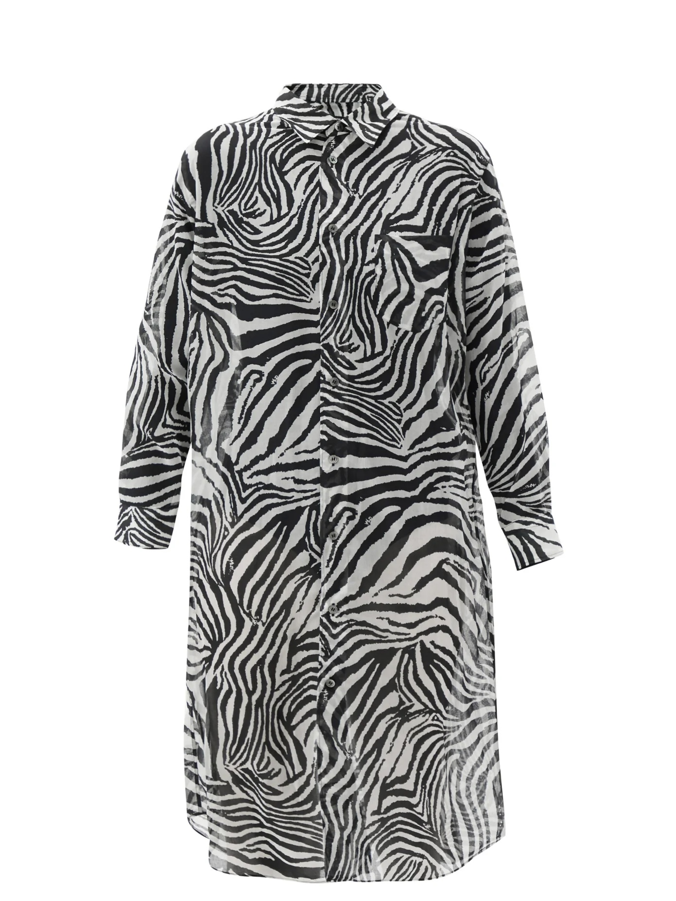 Zebra-print muslin shirt dress - 1