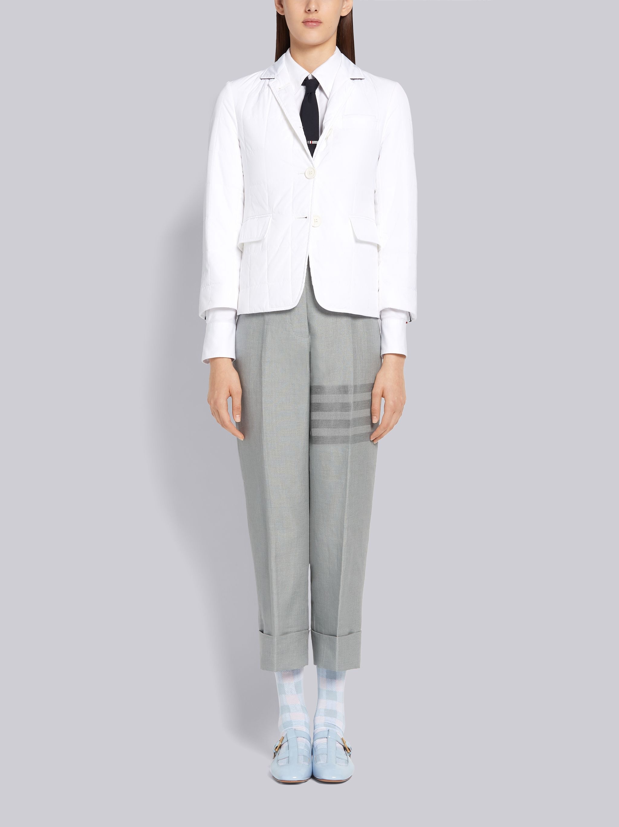 Light Grey Crispy Linen Classic Tonal 4-Bar Trouser - 4