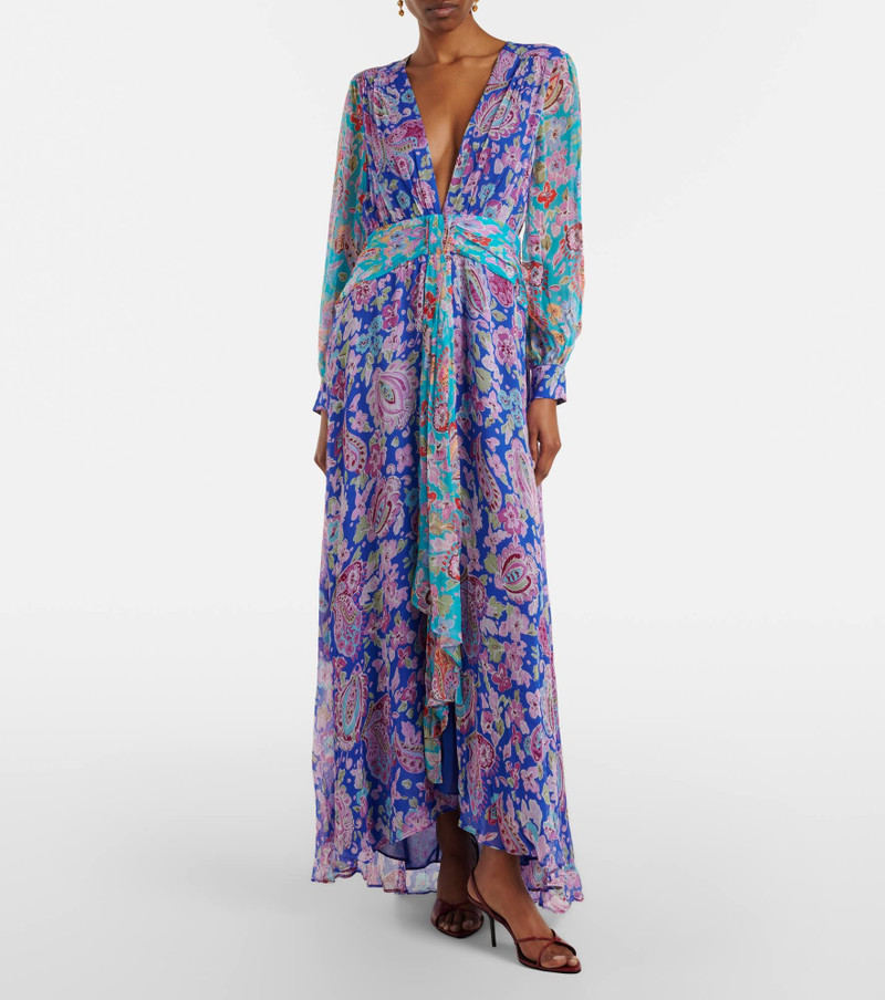 RIXO Meera floral gathered chiffon maxi dress outlook