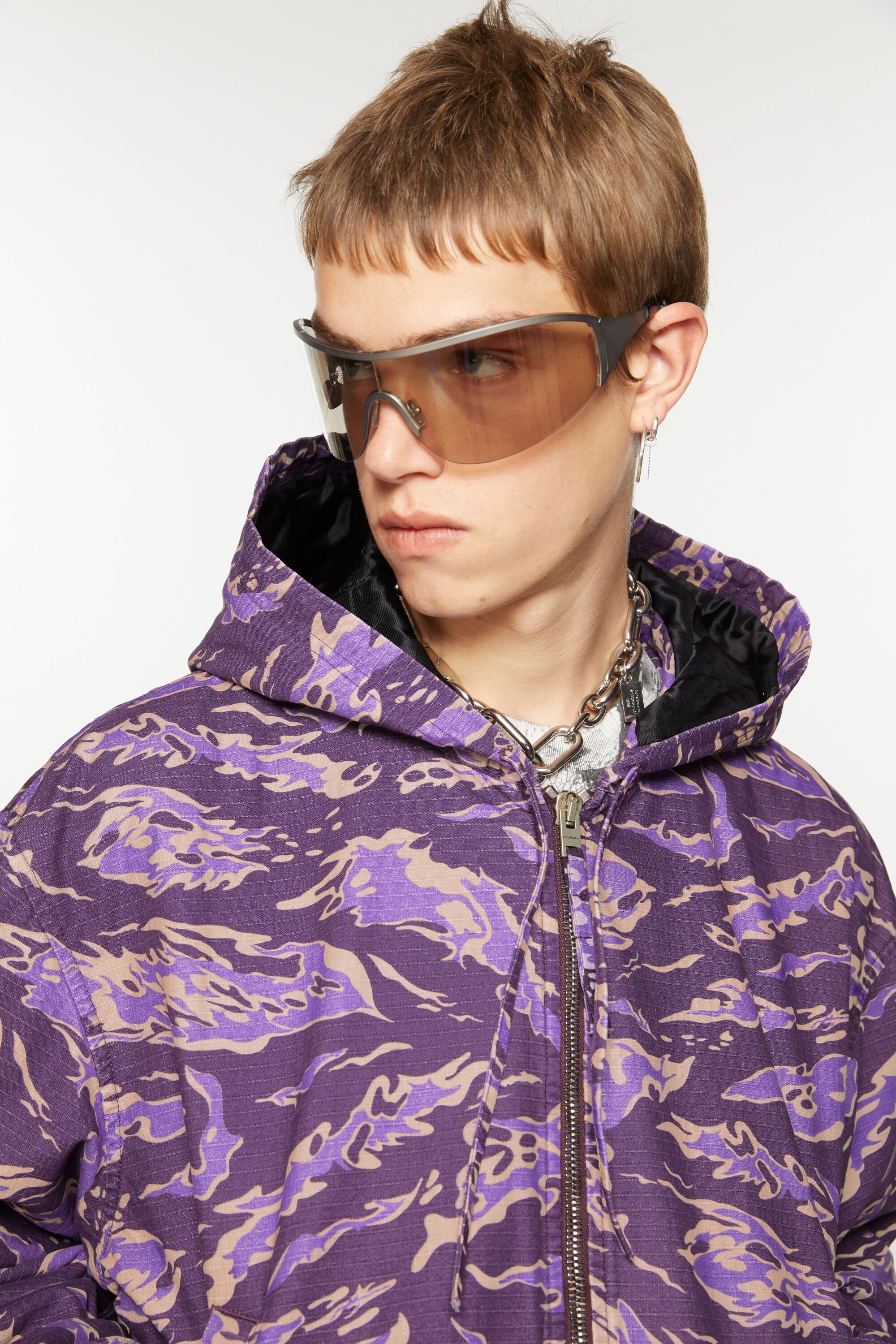 Hooded padded jacket - Purple multi - 6