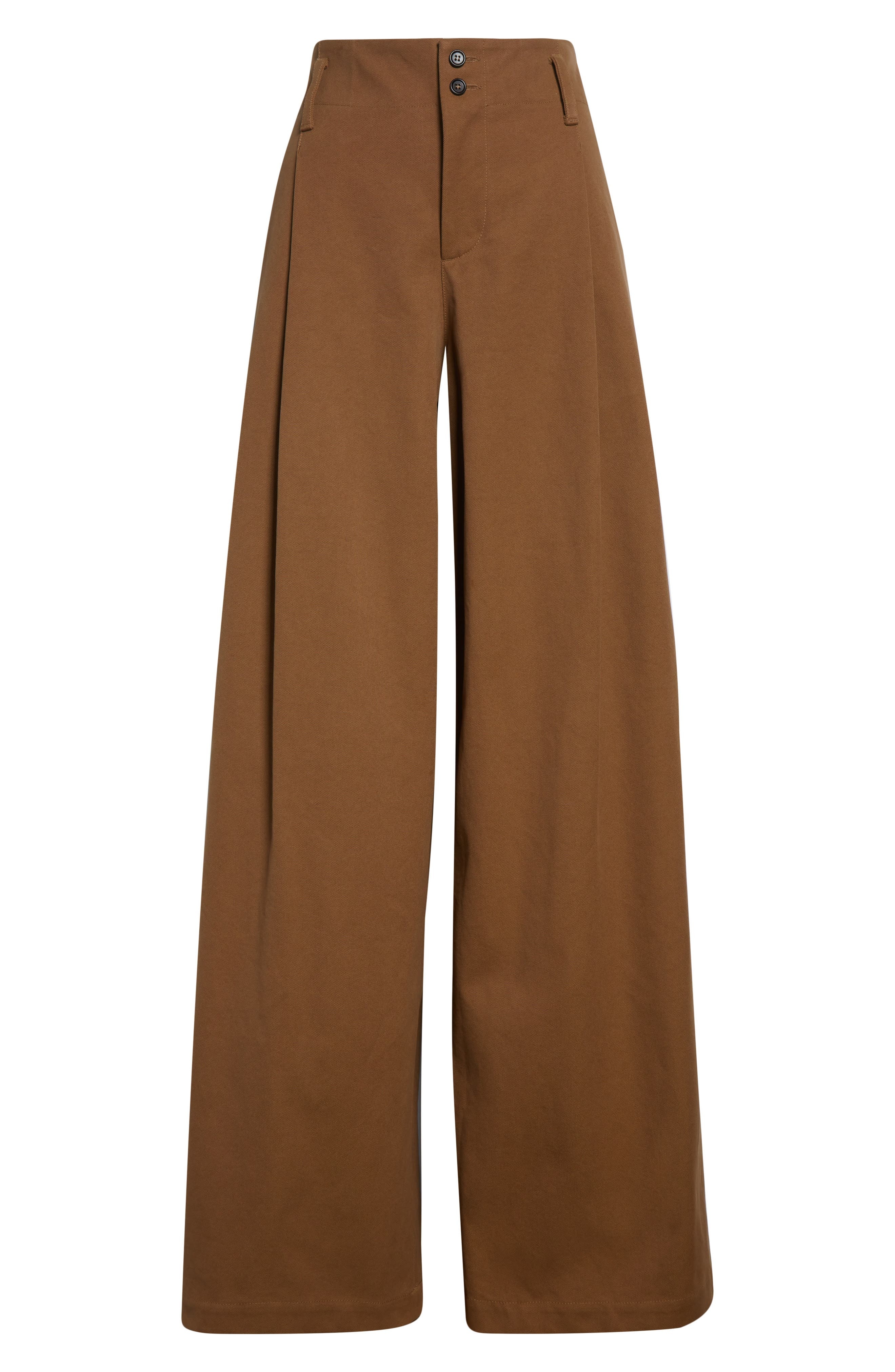 Chloé Garment Dye Organic Cotton Canvas Wide Leg Pants in Mustard Brown at Nordstrom - 6