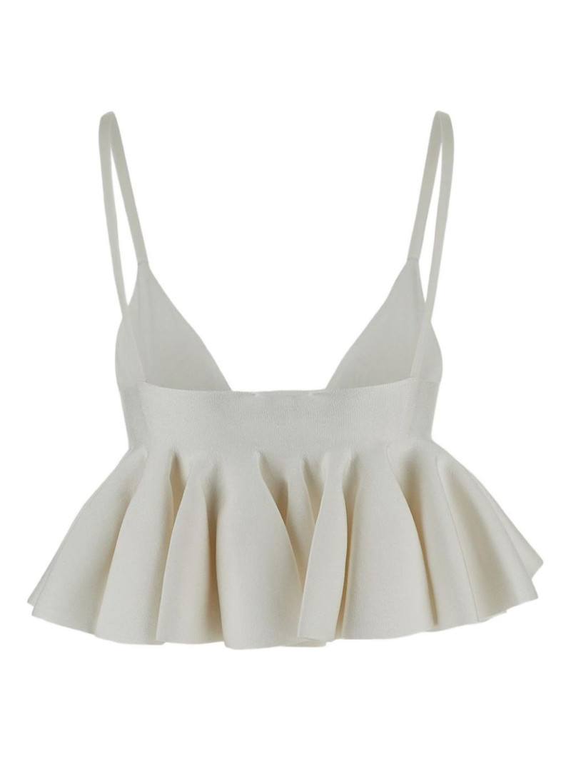 Alaïa Godet ruffled v-neck top outlook
