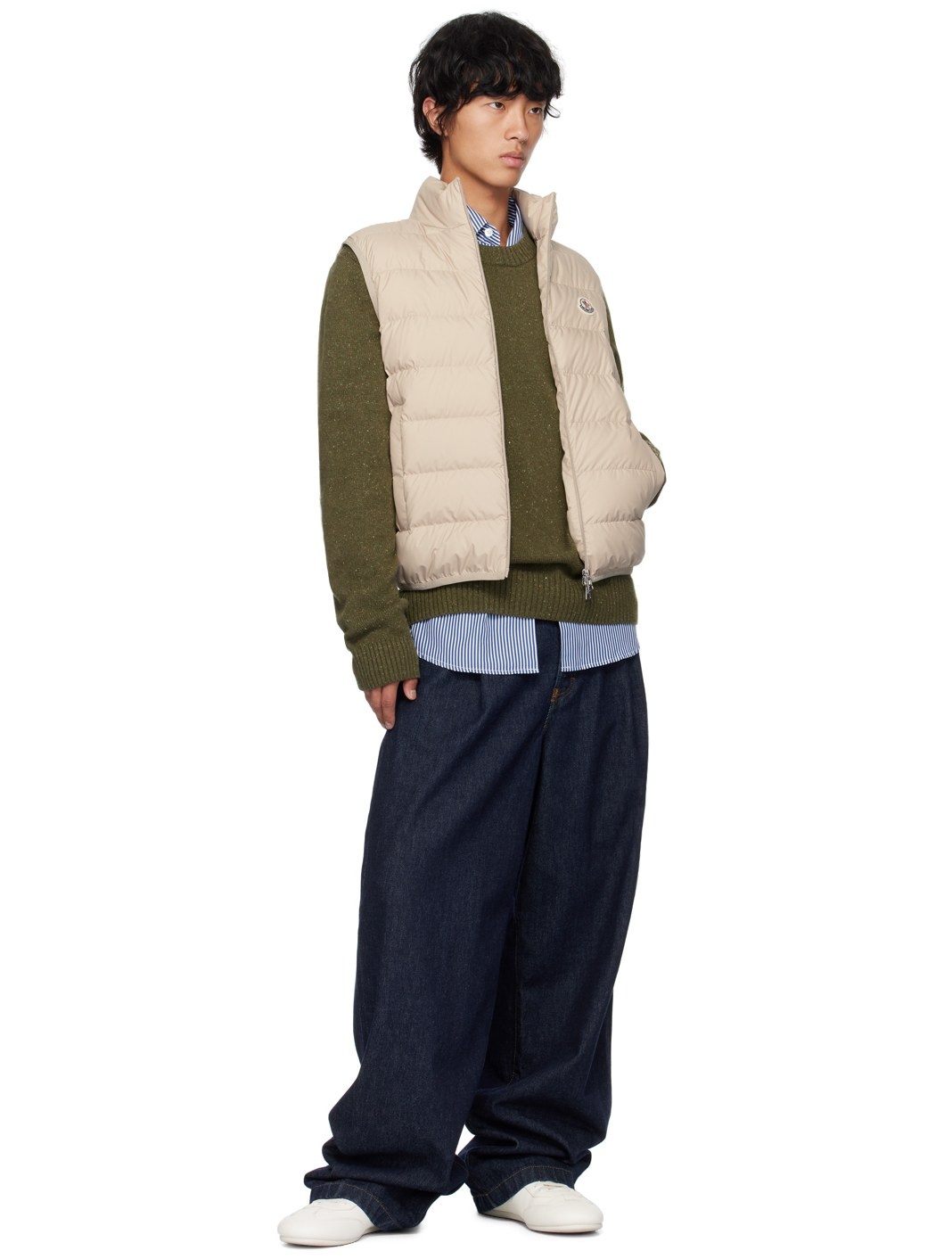 Beige Contrin Down Vest - 4