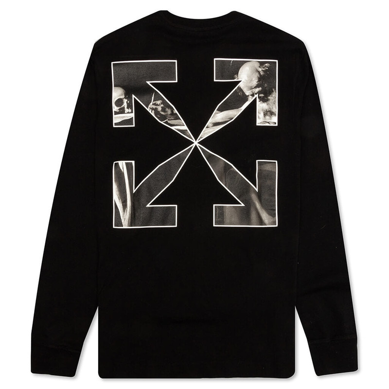 Off-White OFF-WHITE C/O VIRGIL ABLOH CARAVAGGIO ARROW SKATE L/S TEE - BLACK/WHITE outlook