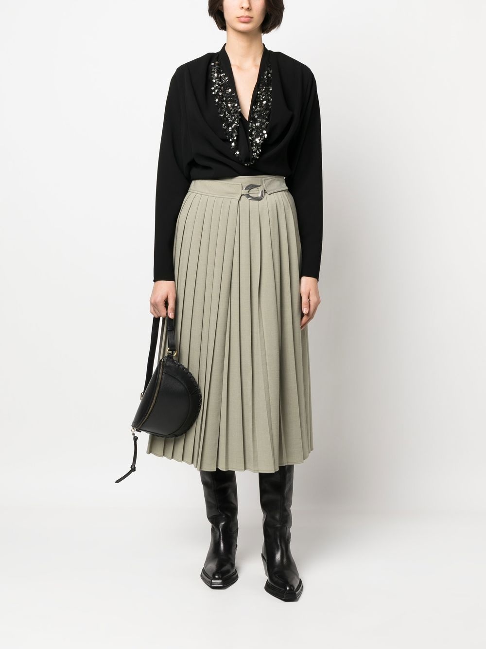 cowl-neck long-sleeve blouse - 2