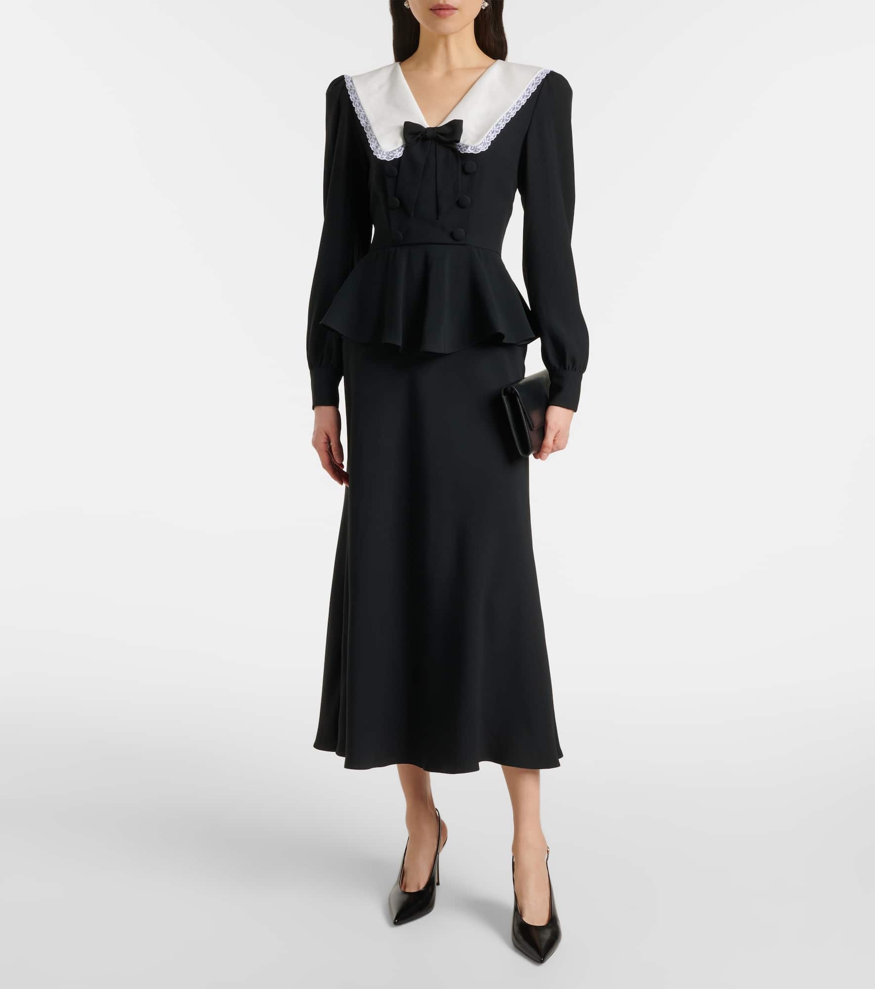 Bow-detail peplum satin midi dress - 2