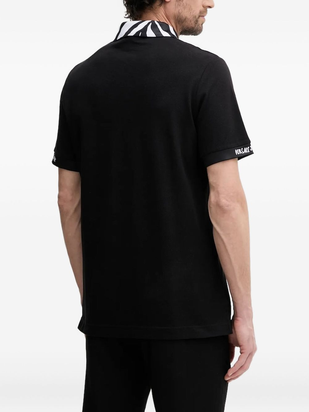 zebra print-collar polo shirt - 2