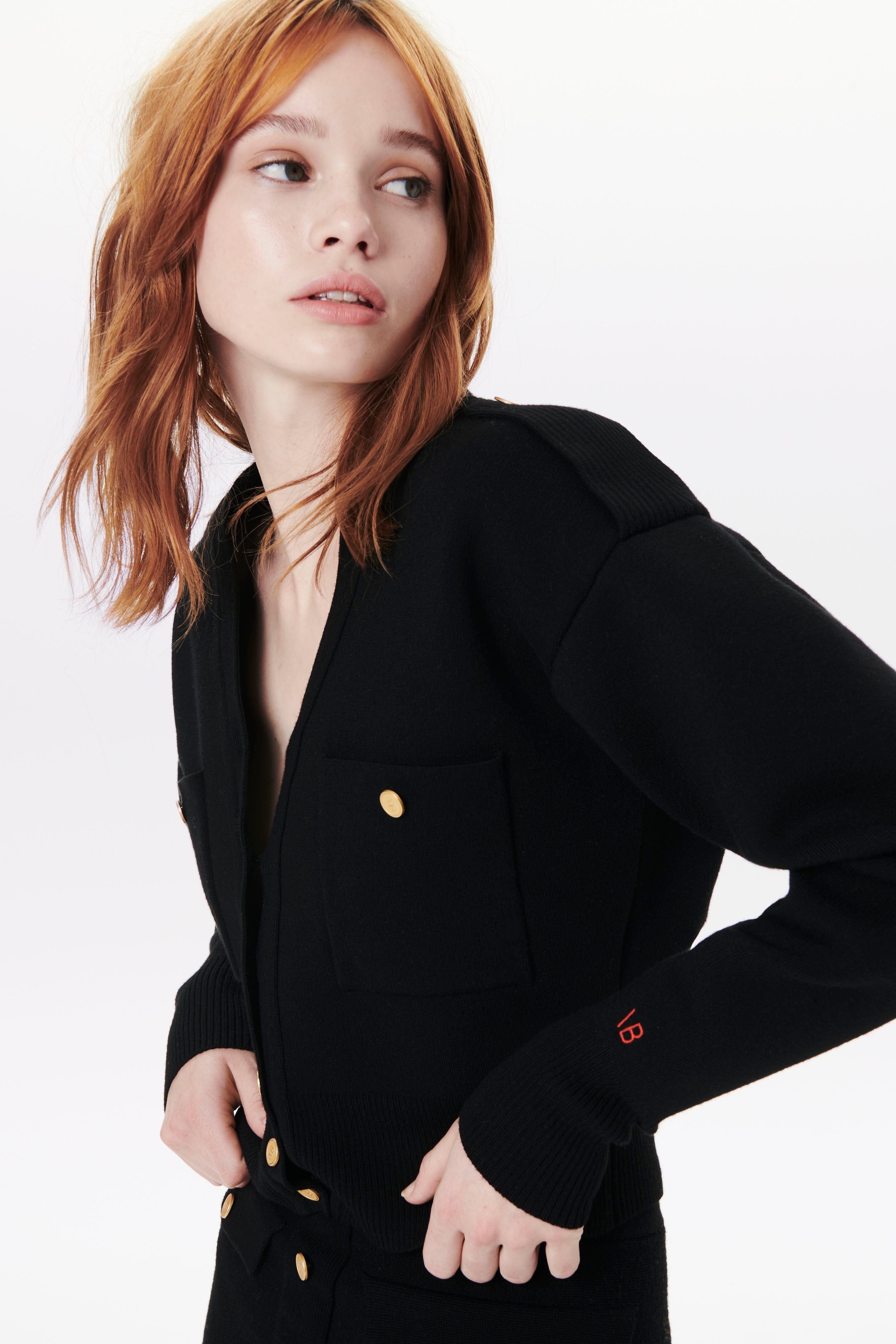 Button Detail Cardigan in Black - 4