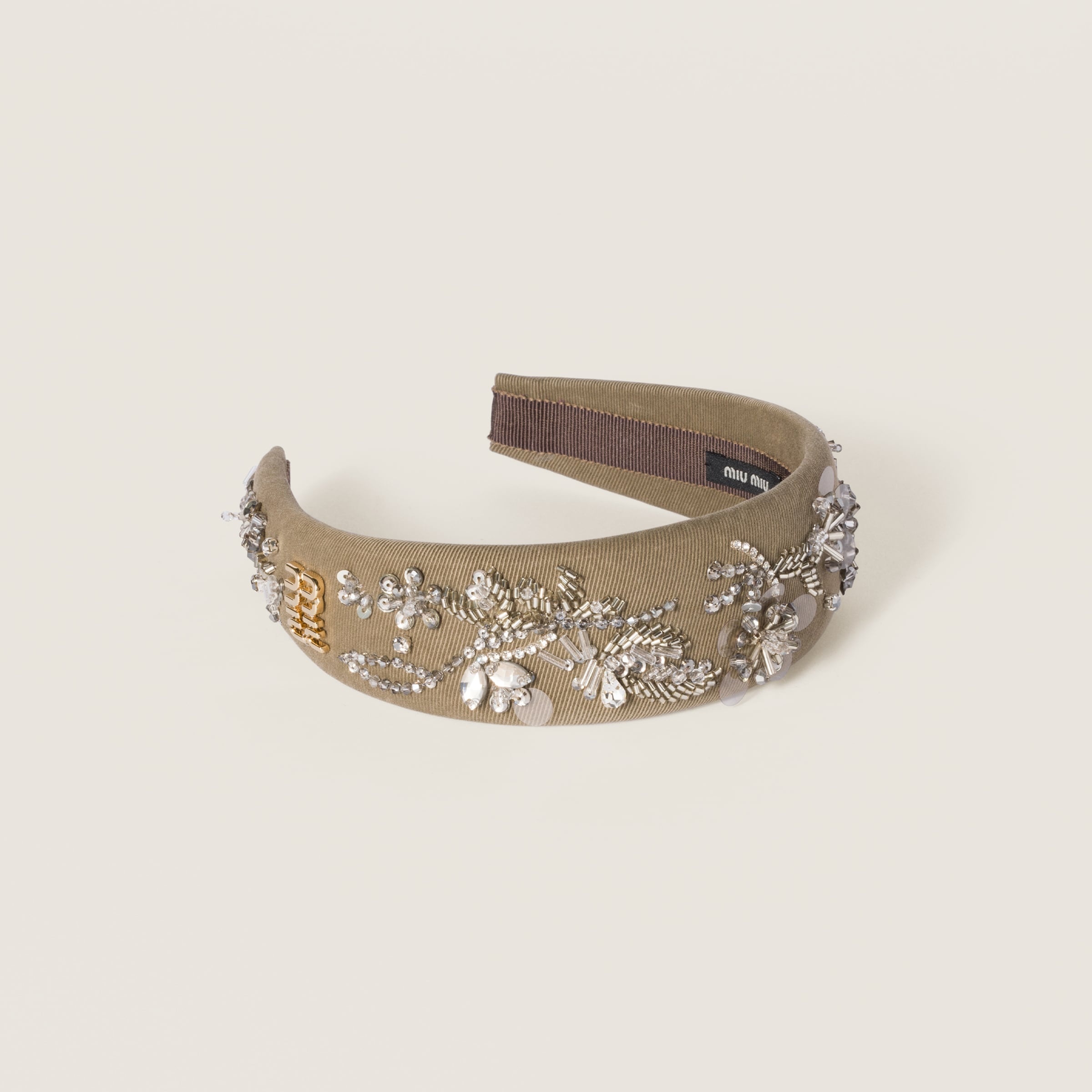 Embroidered gabardine headband - 1