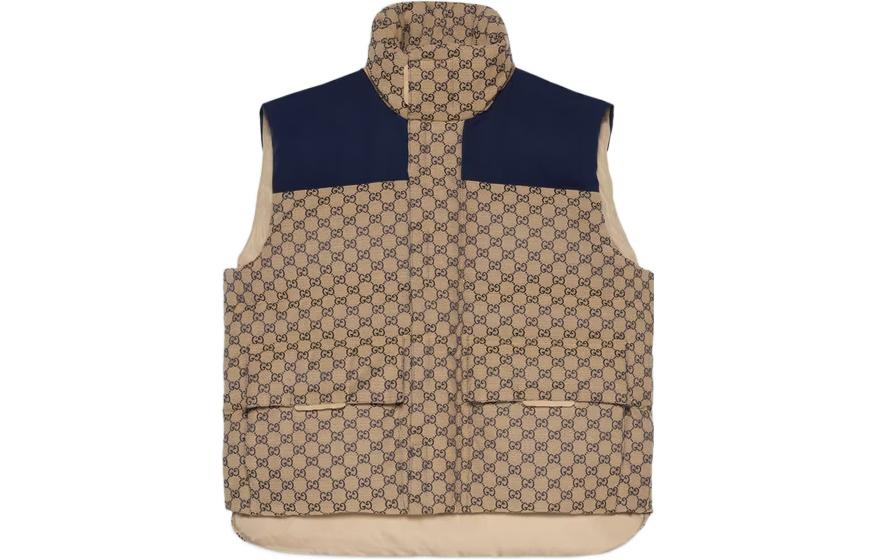 Gucci GG Canvas Down Vest With Detachable Hood 'Beige Navy' 710586-Z8A58-9120 - 2