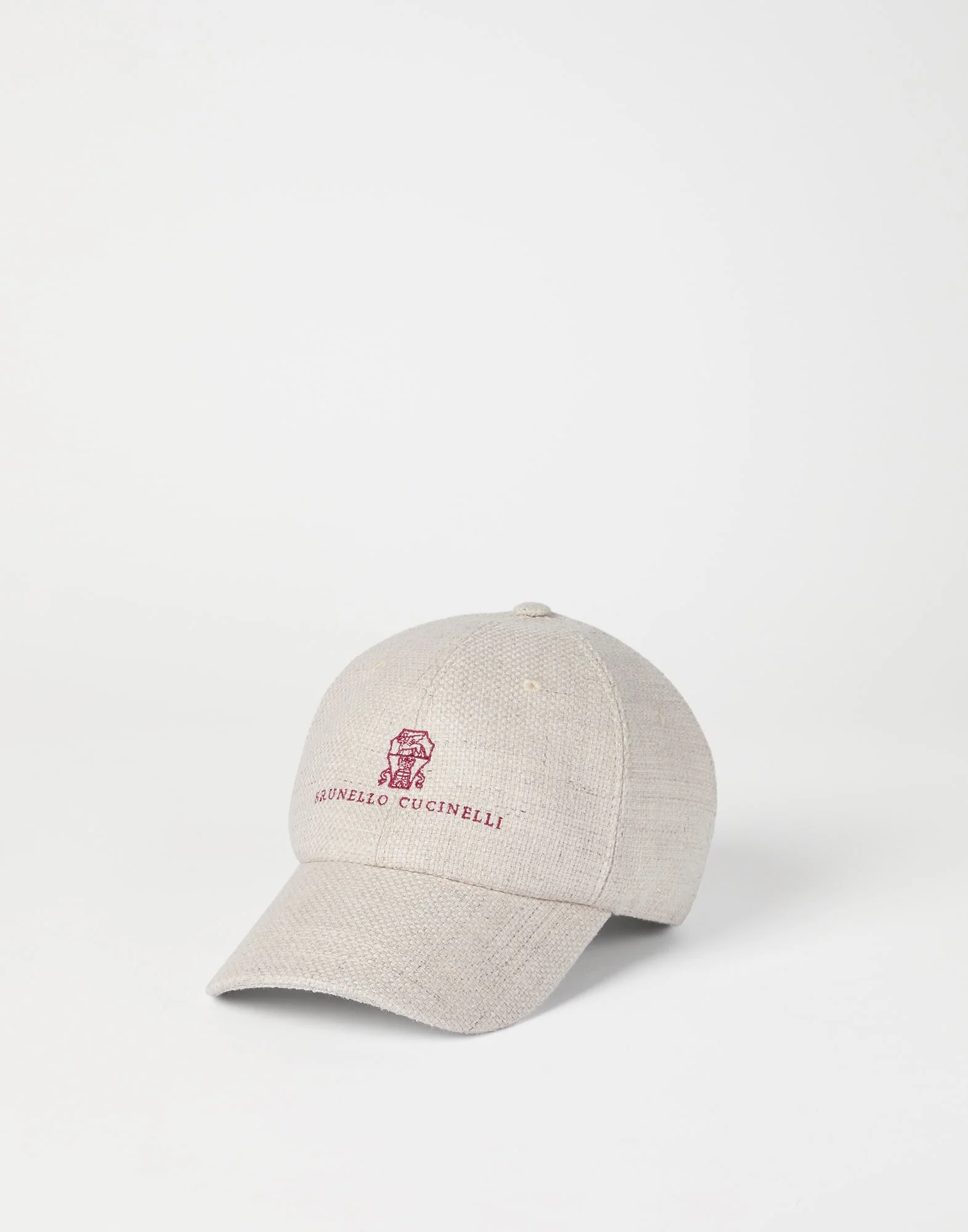 Silk, linen and wool hopsack baseball cap with embroidered logo - 1