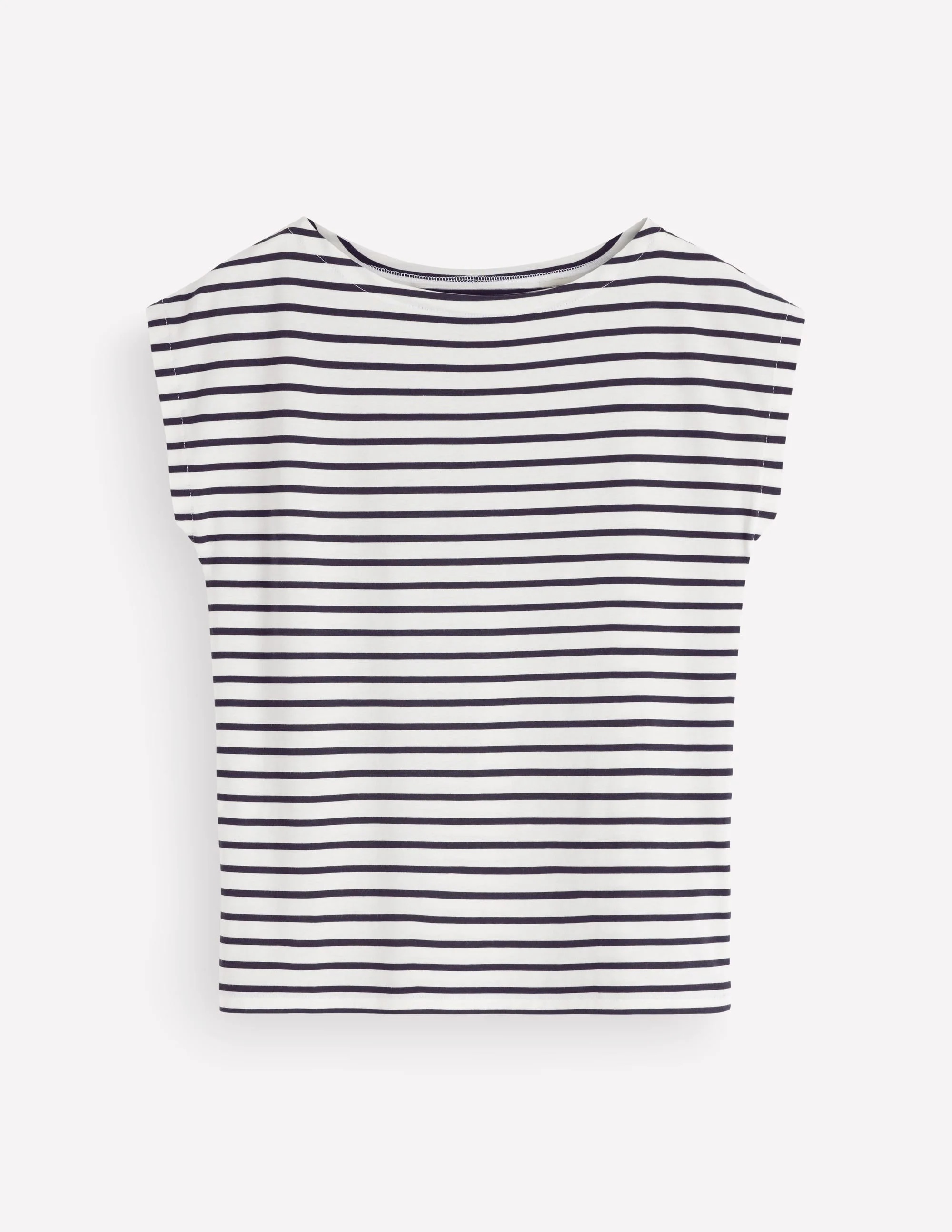 Supersoft Slash Neck T-Shirt-Ivory, Navy Stripe - 1