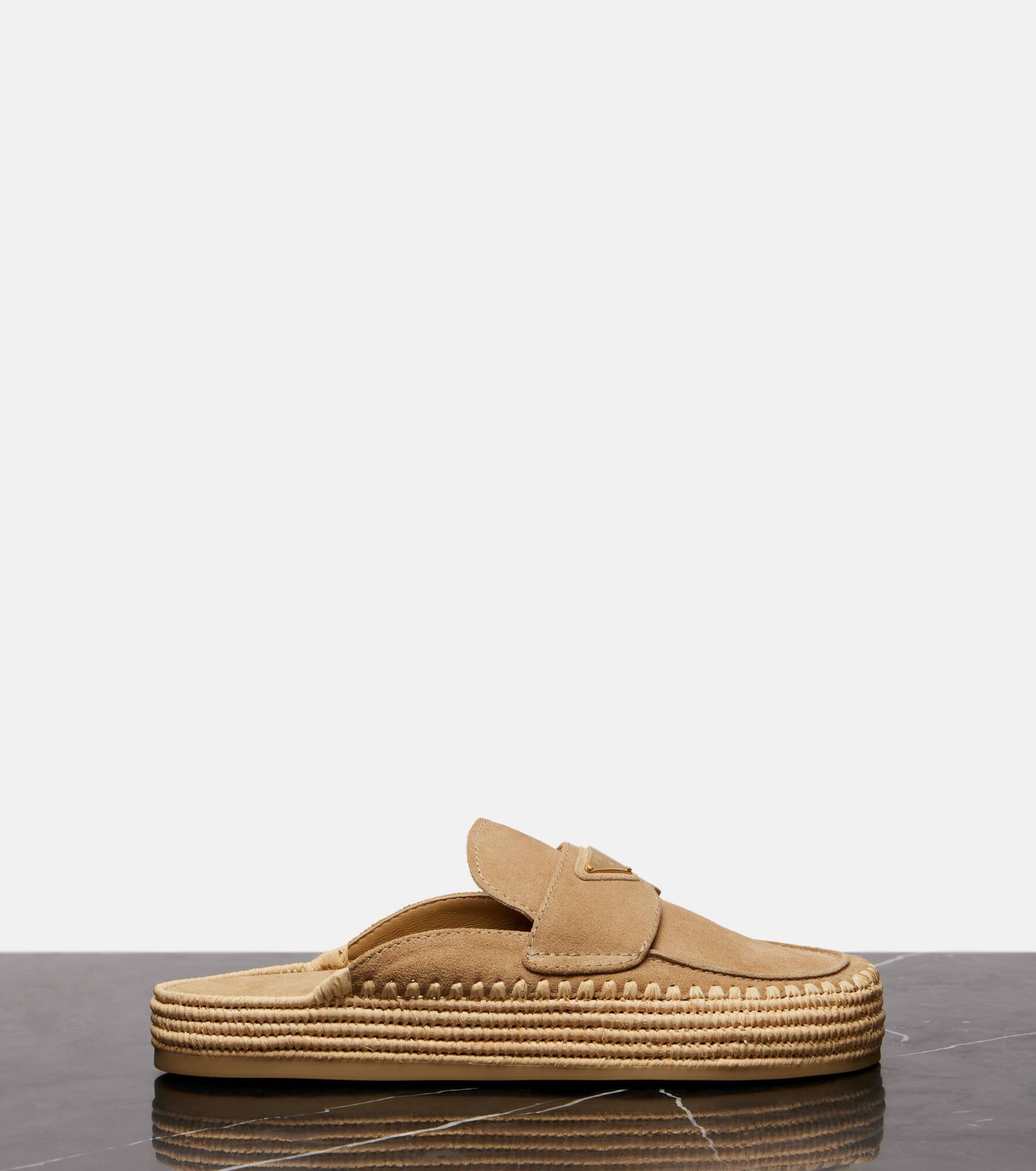 Suede espadrille mules - 4