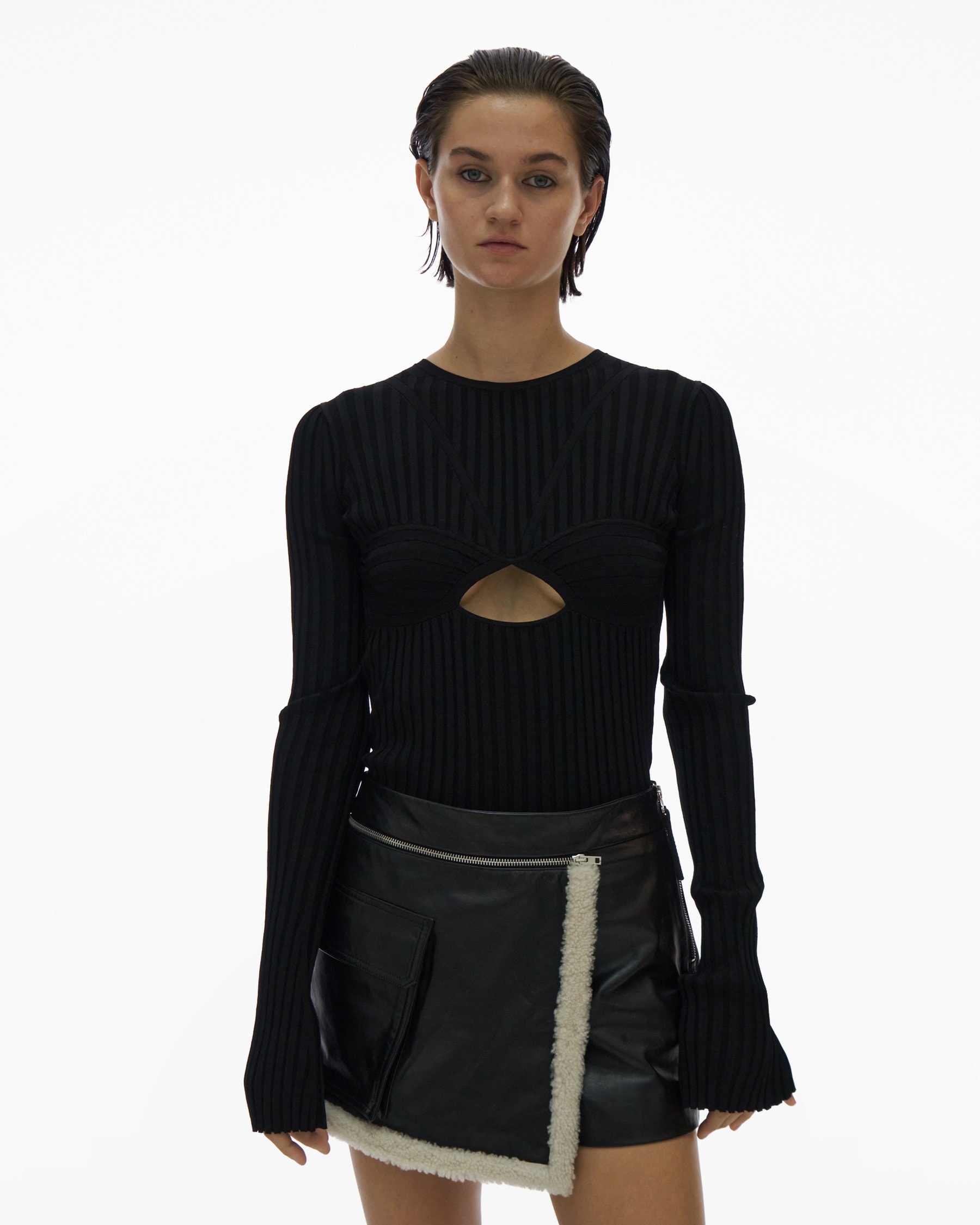 RIB BRA LONG-SLEEVE CREWNECK - 3