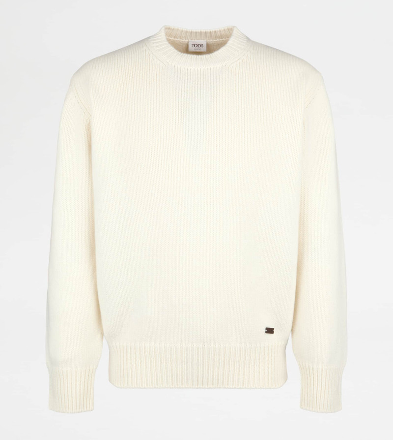 CASHMERE BLEND ROUND-NECK PULLOVER - GREY 1