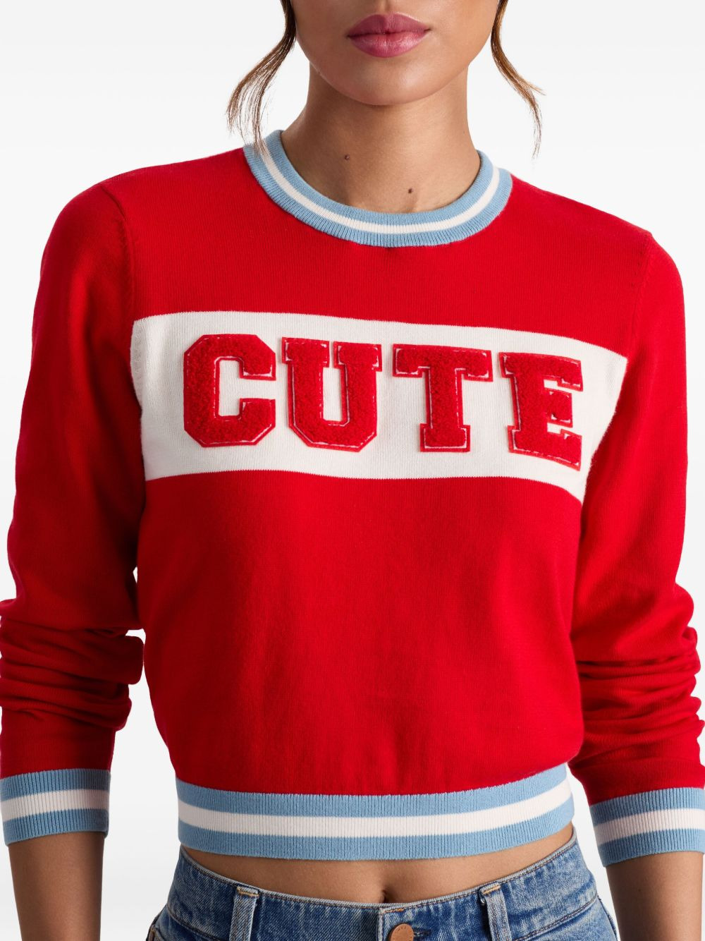 appliqué-embellished crew-neck sweater - 5