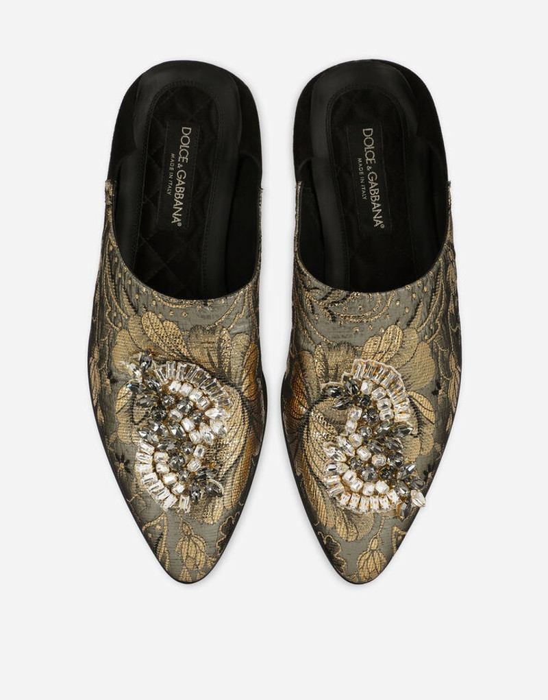 Jacquard slippers with brooch embellishment 4