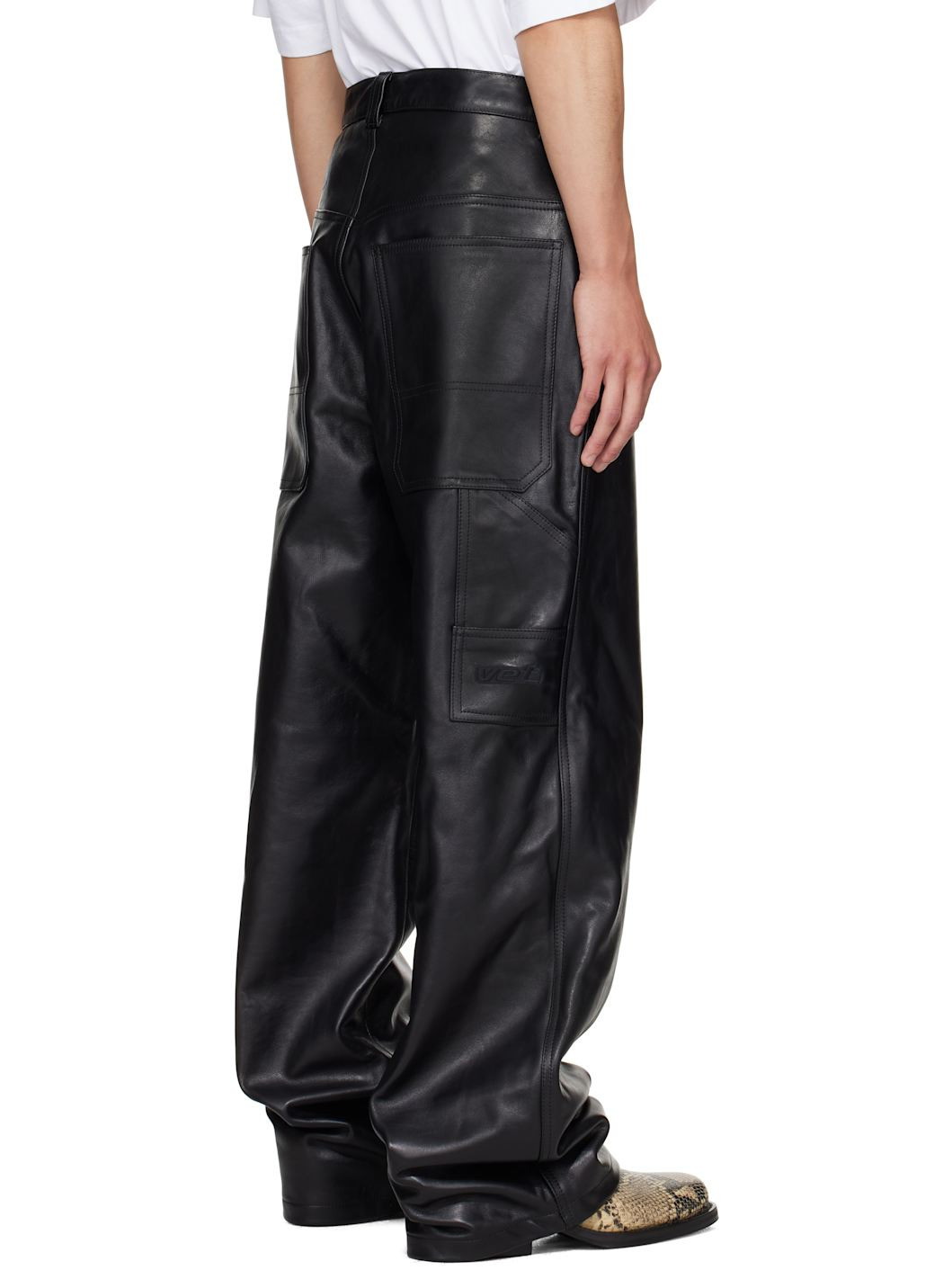 Black Hip Hop Leather Pants - 3