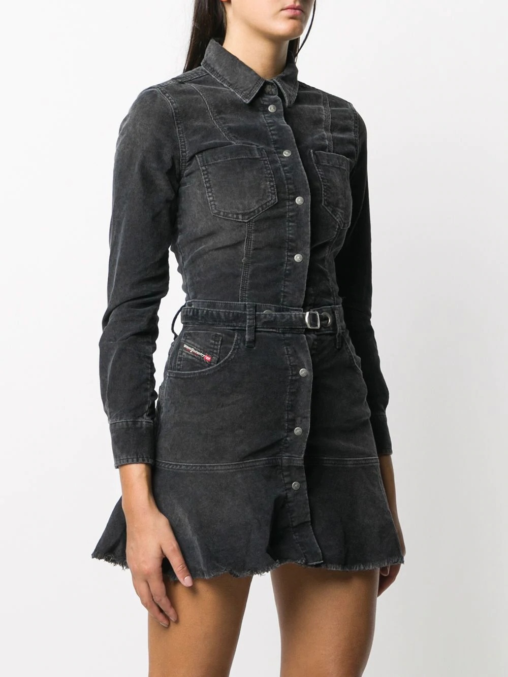 button-up denim mini dress - 3