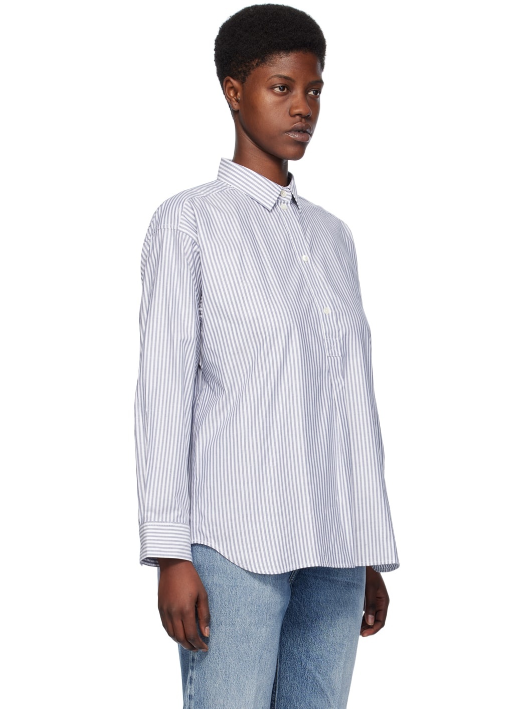 Blue & White Striped Shirt - 4