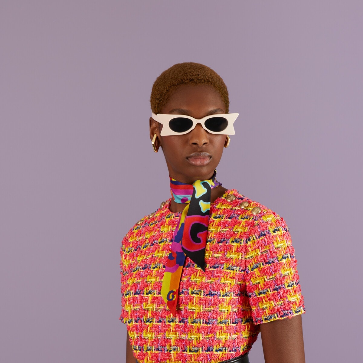 Gucci pop print silk neck bow - 3