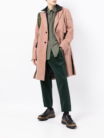 sacai herringbone single-breasted coat outlook