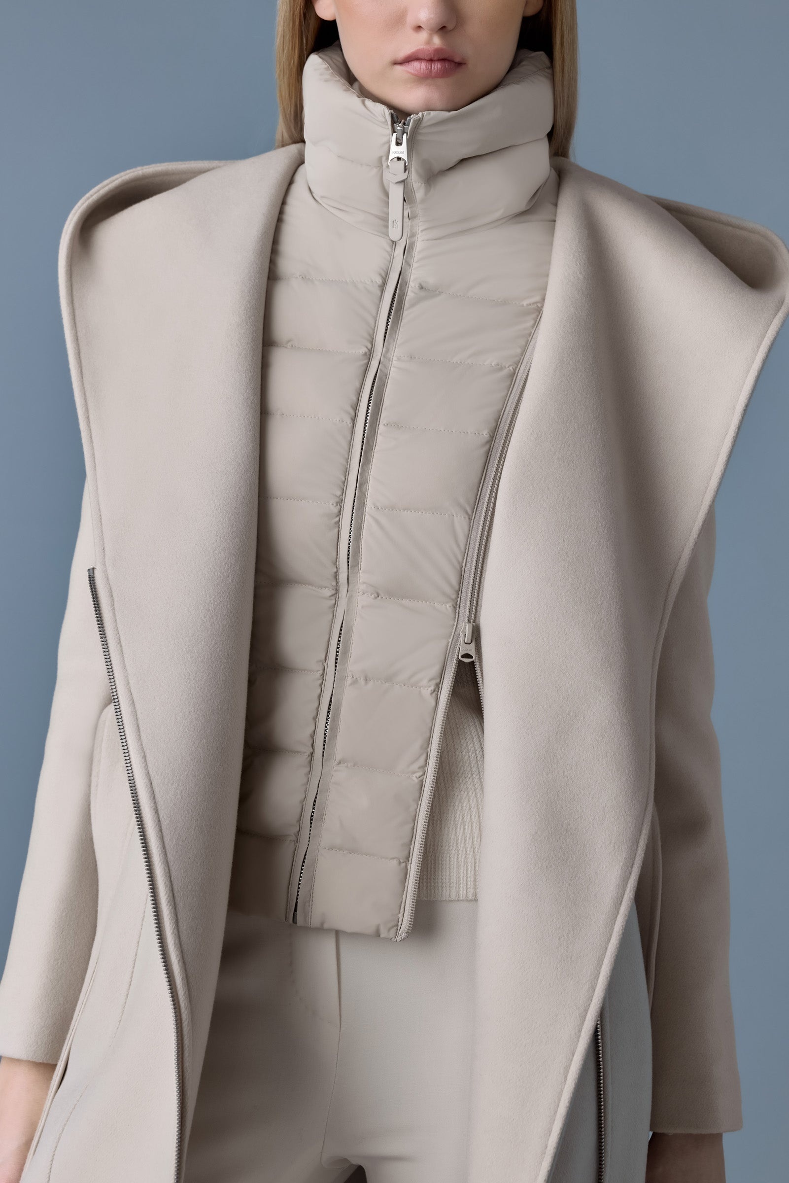SHIA-SLB 2-in-1 double-face wool coat with removable bib - 2