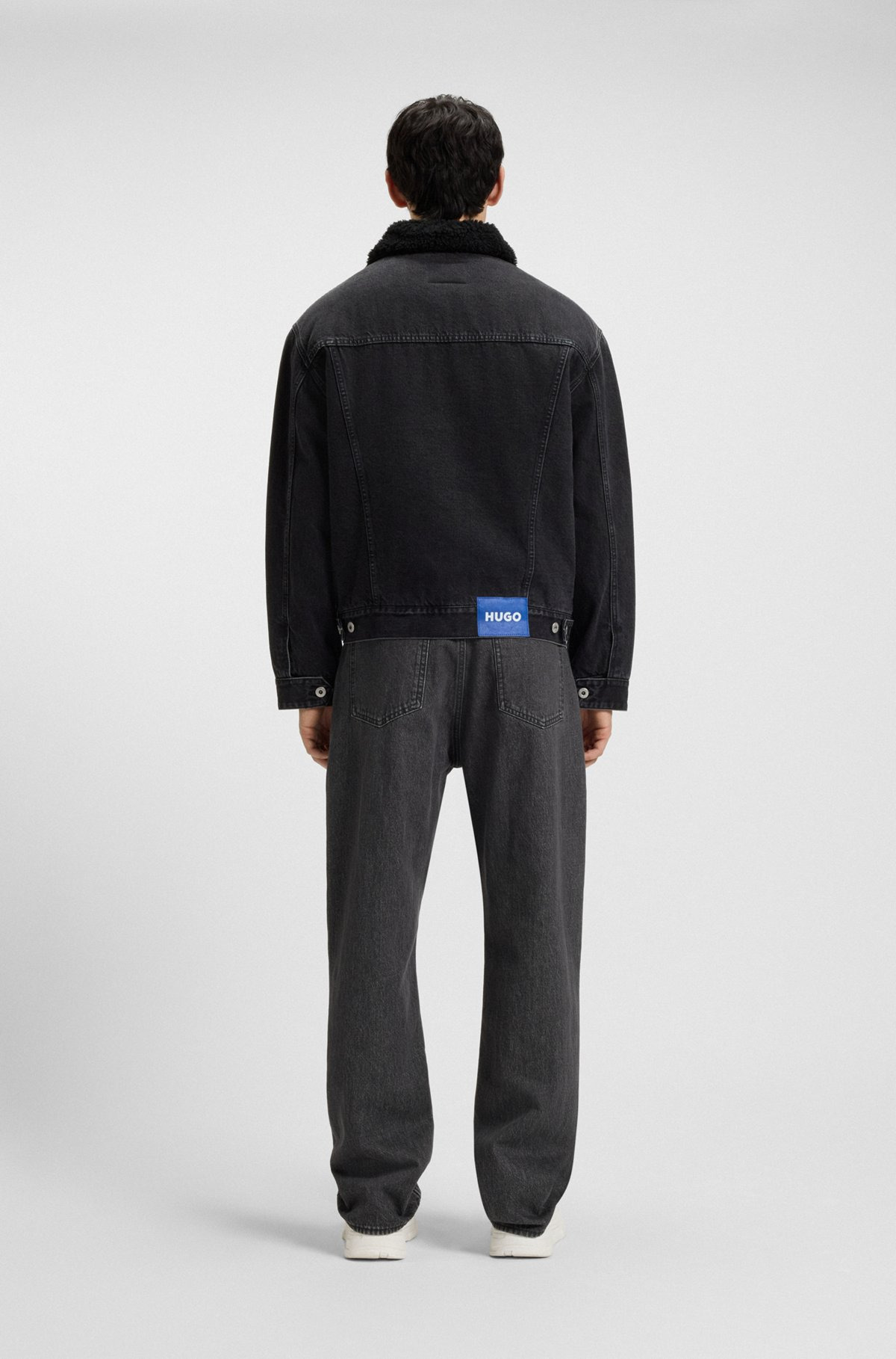 BAGGY-FIT JEANS IN BLACK STONEWASHED DENIM - 4