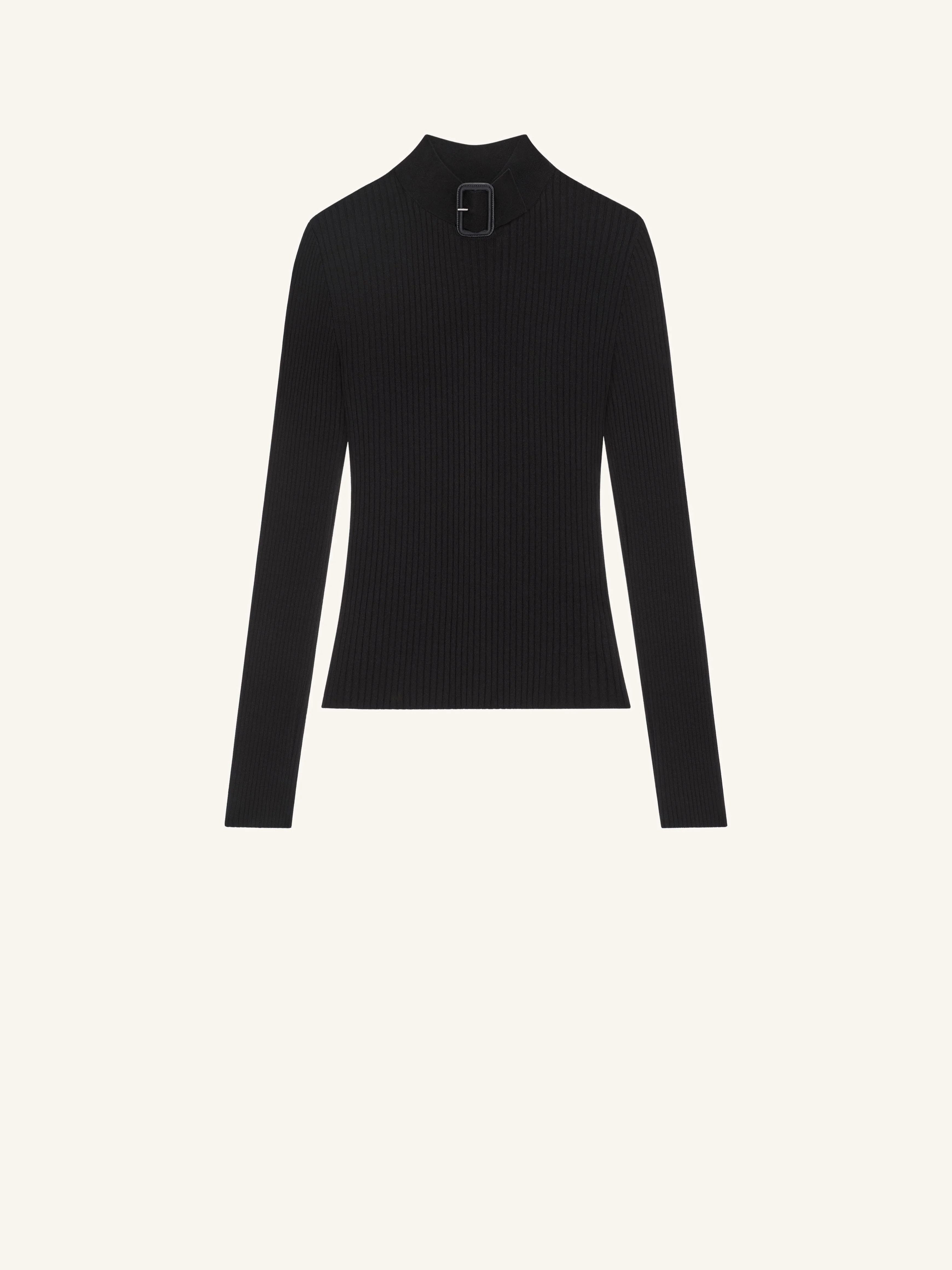 BUCKLE RIB KNIT SWEATER - 1