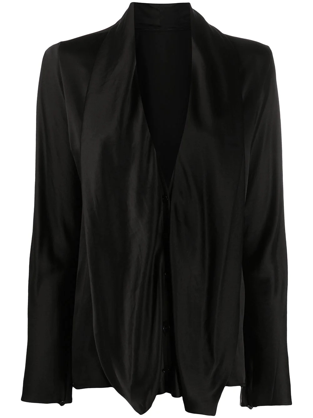 long-sleeved draped neck blouse - 1