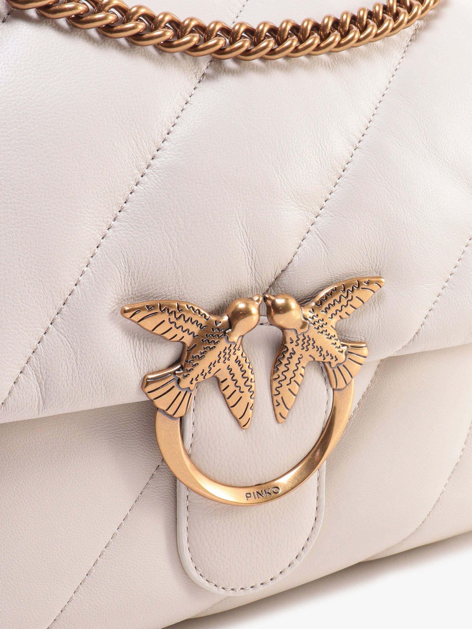 Pinko Matelassã© Leather Shoulder Bag With Iconic Love Birds Buckle - 5