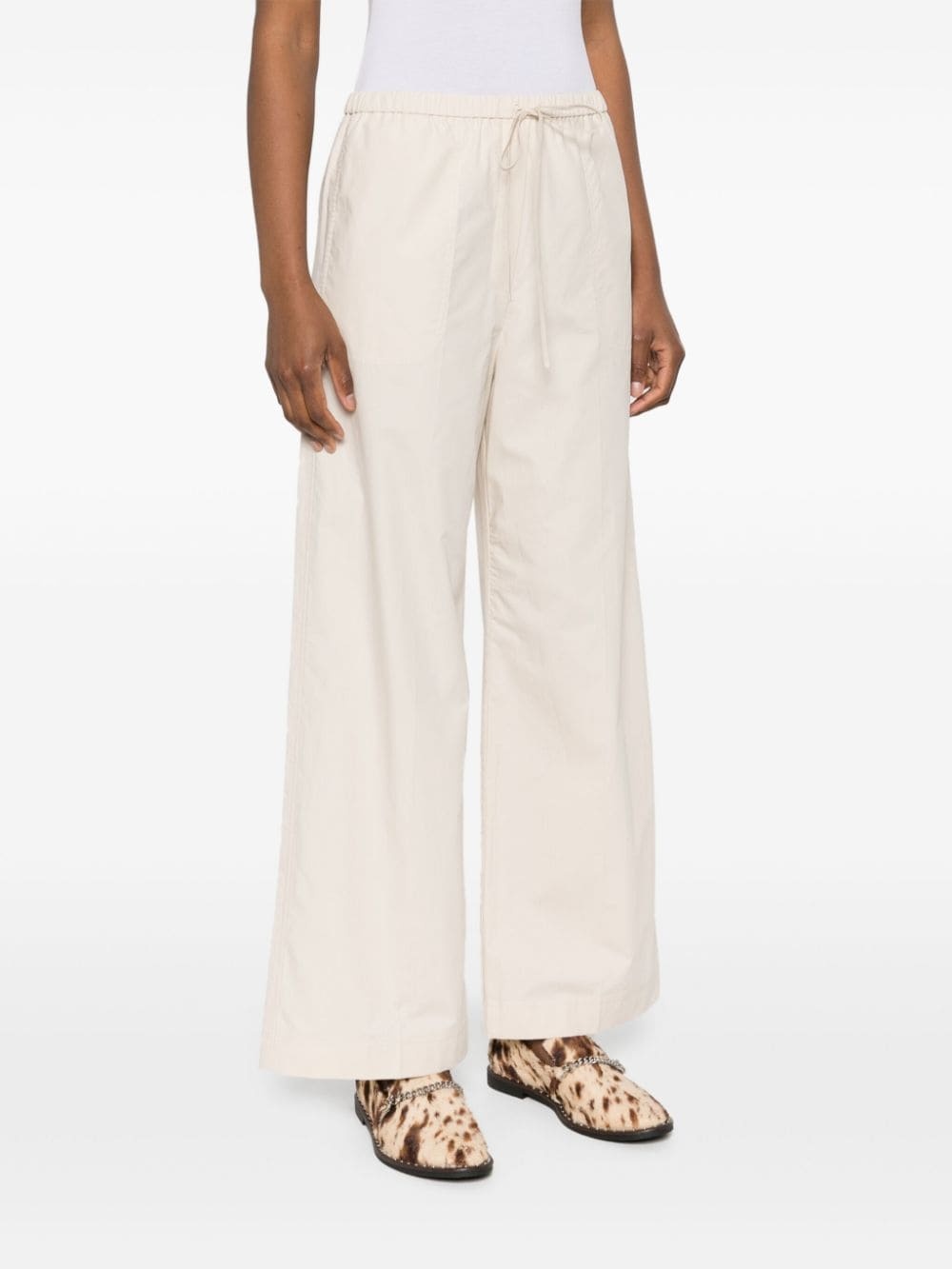 straight-leg drawstring cotton trousers - 3