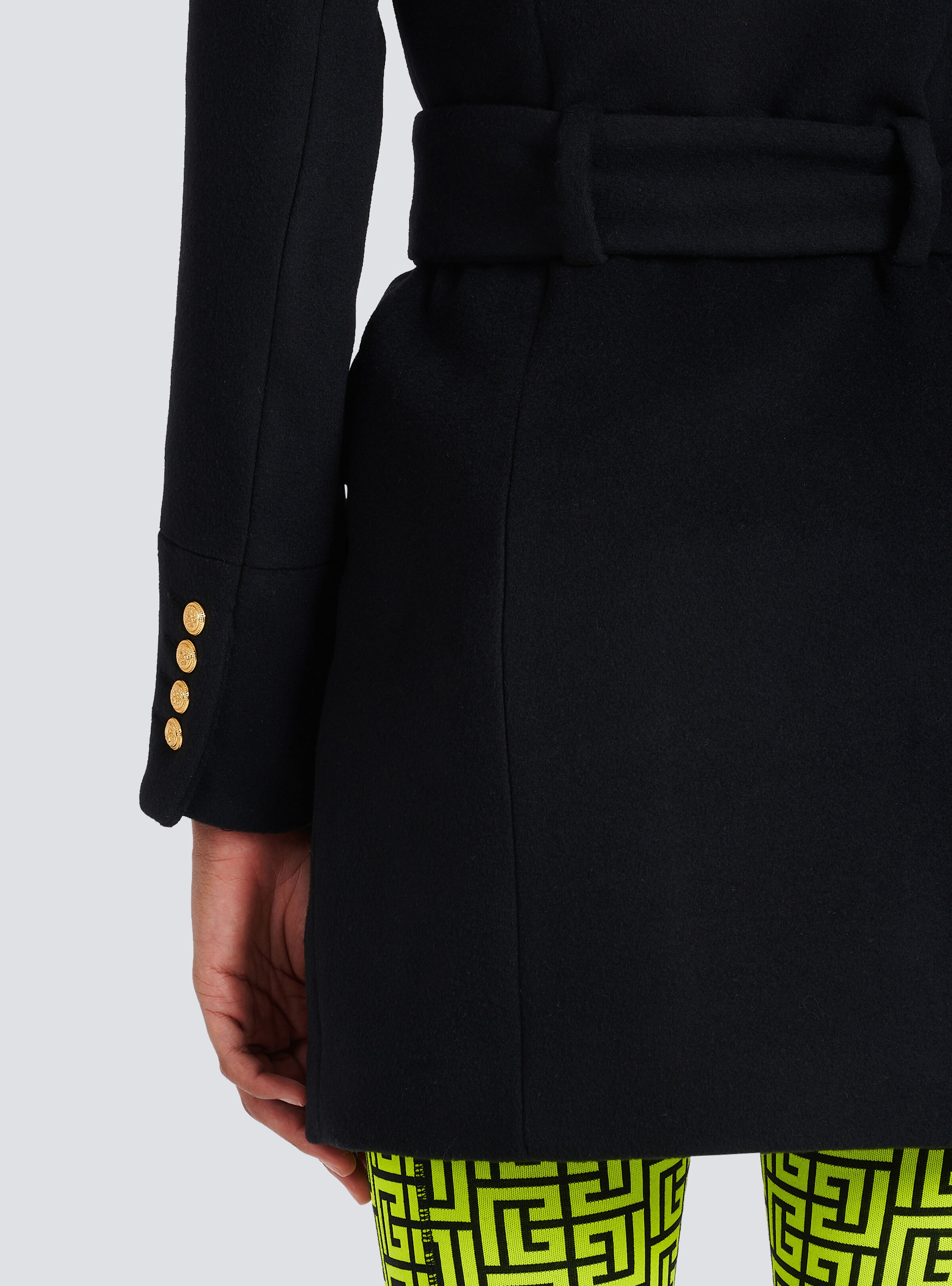 Long wool coat with double-breasted gold-tone buttoned fastening - 7