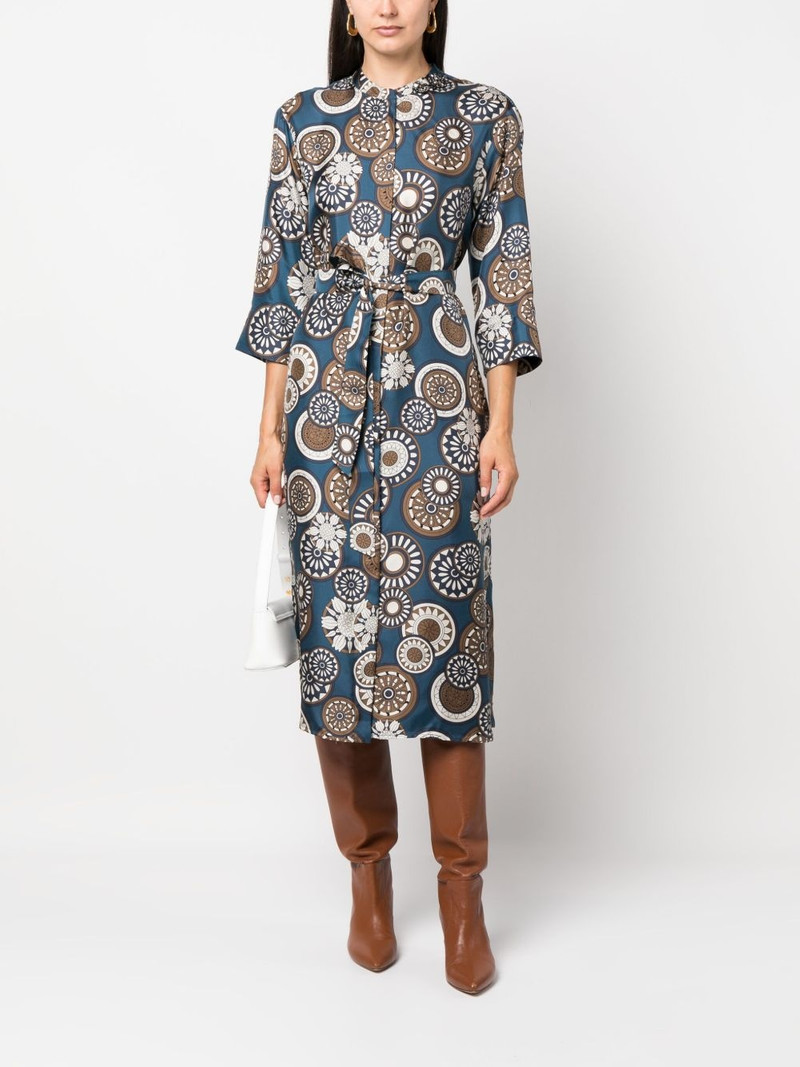 'S Max Mara graphic-print belted silk midi dress outlook