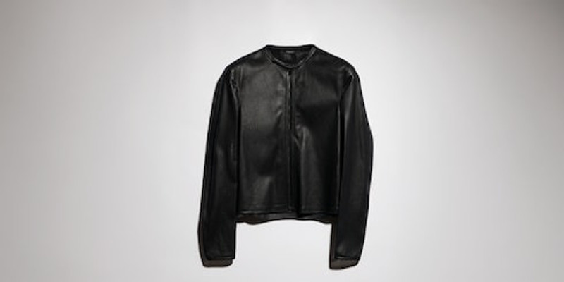 Perforated stretch leather zip jacket 1