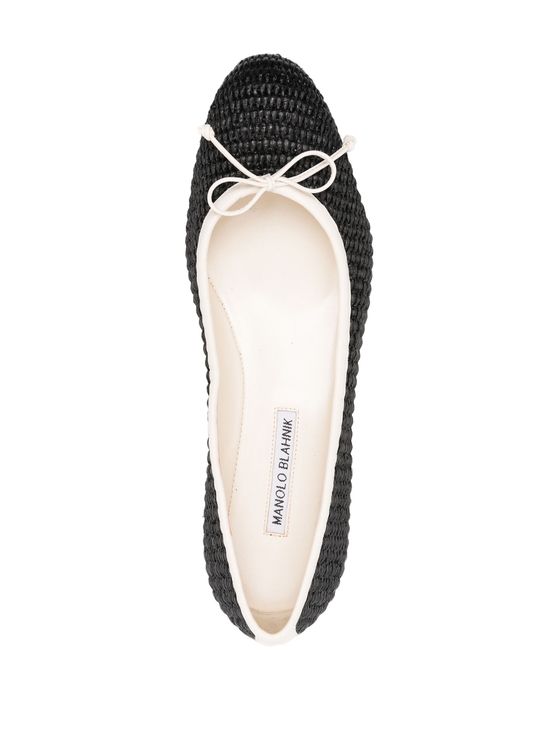 Black Woven Ribbon Detail Ballerina Shoes - 4
