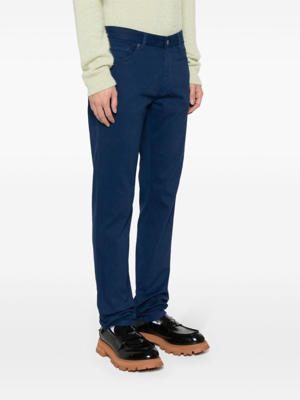 cotton straight-leg trousers - 3