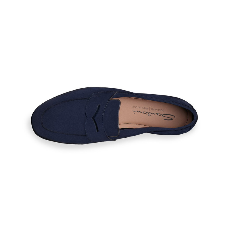 Women's blue suede Carla Driver penny loafer 3