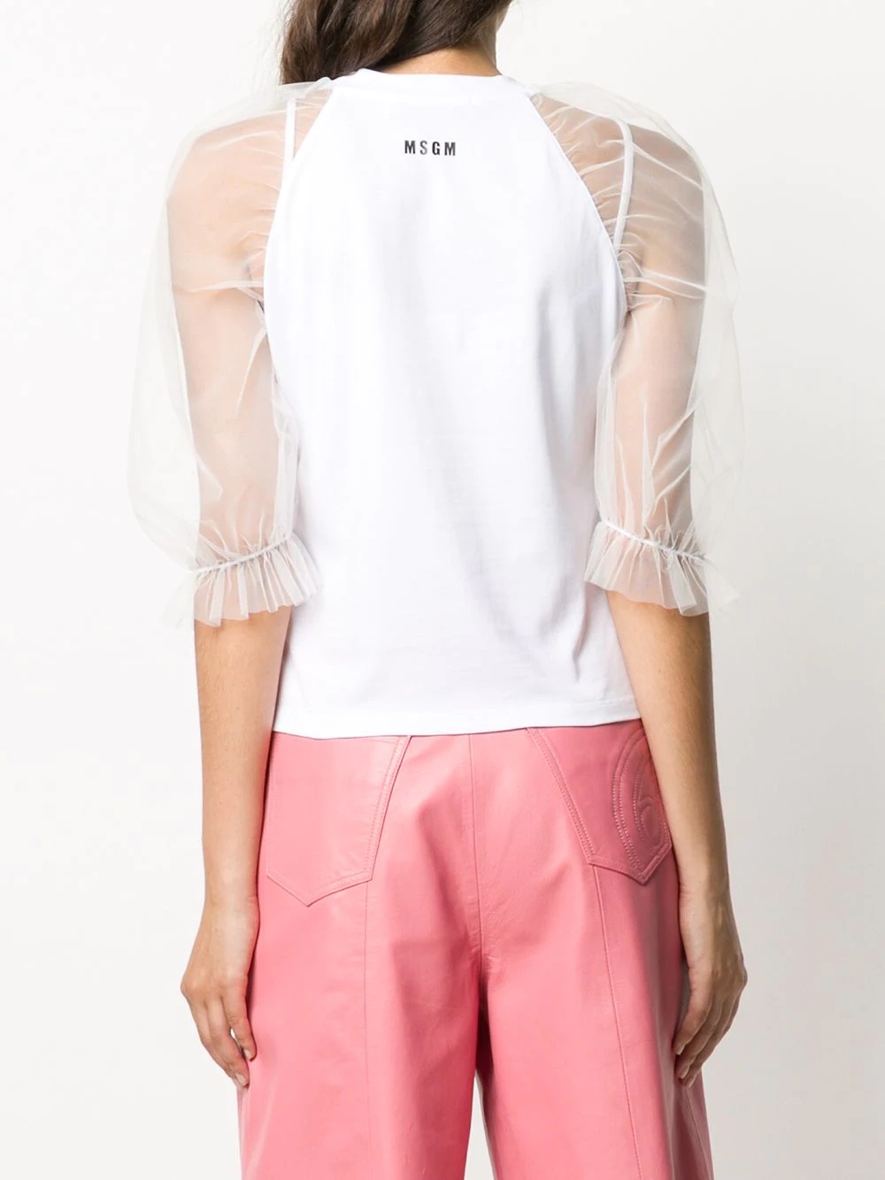 tulle cold shoulder T-shirt - 4