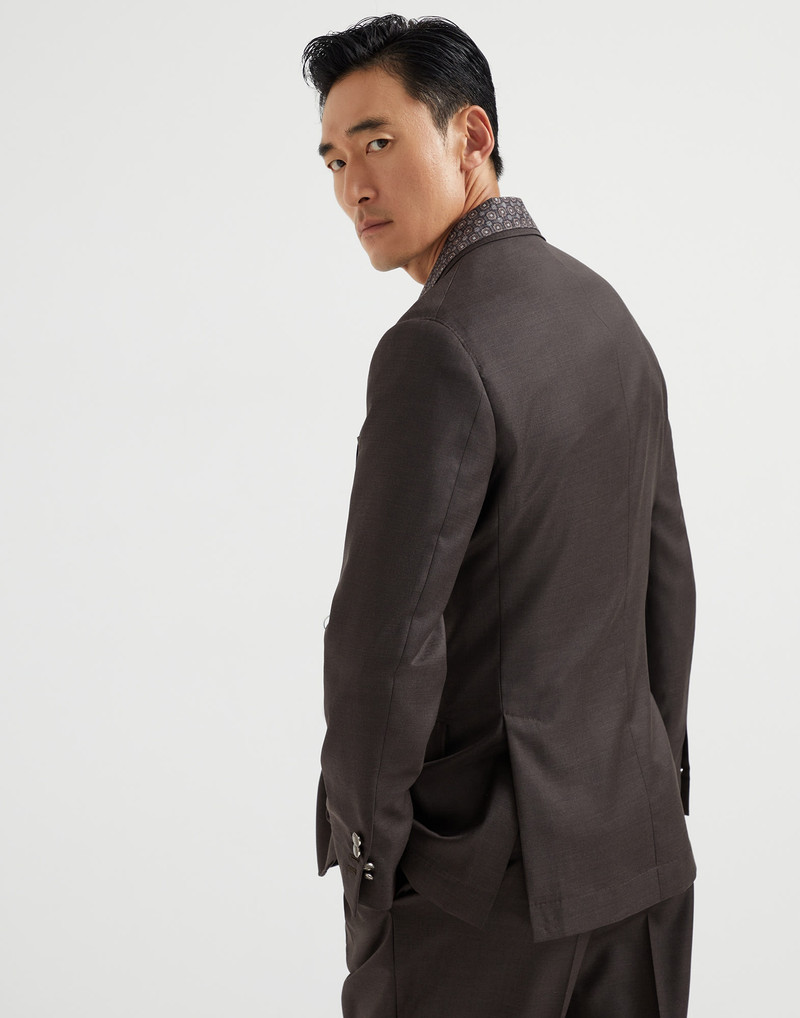Brunello Cucinelli Virgin wool batavia one-and-a-half-breasted deconstructed blazer with metal buttons outlook
