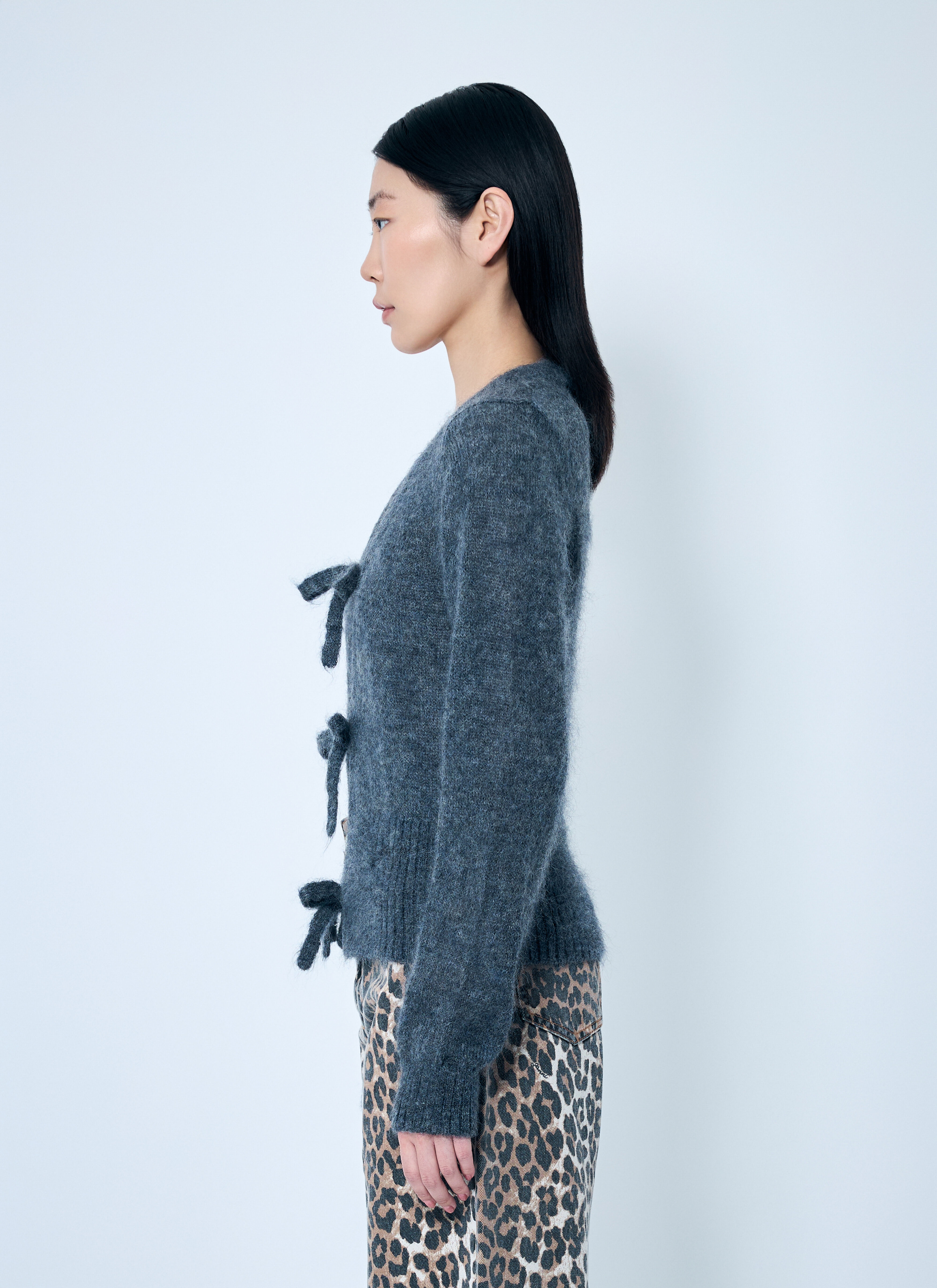 Light Mohair Tie-String Cardigan - 3