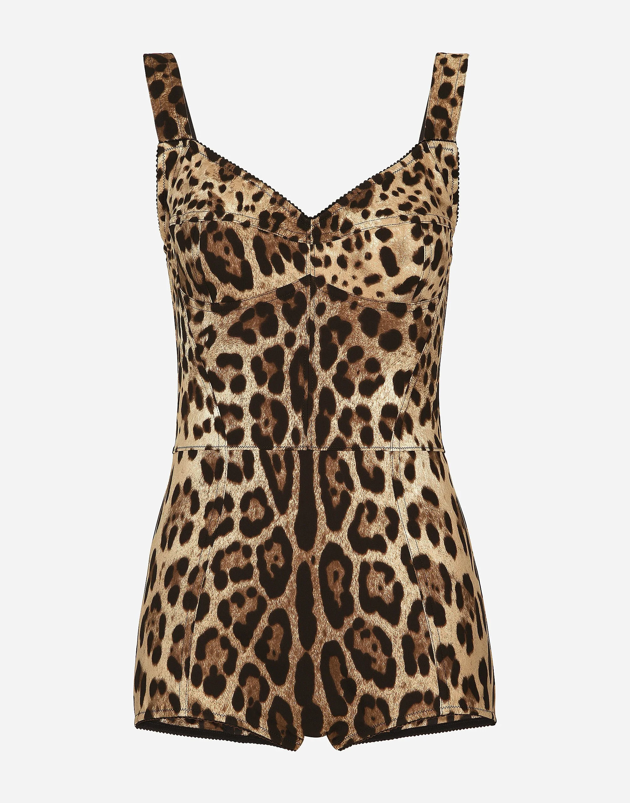 Leopard-print charmeuse bodysuit - 1