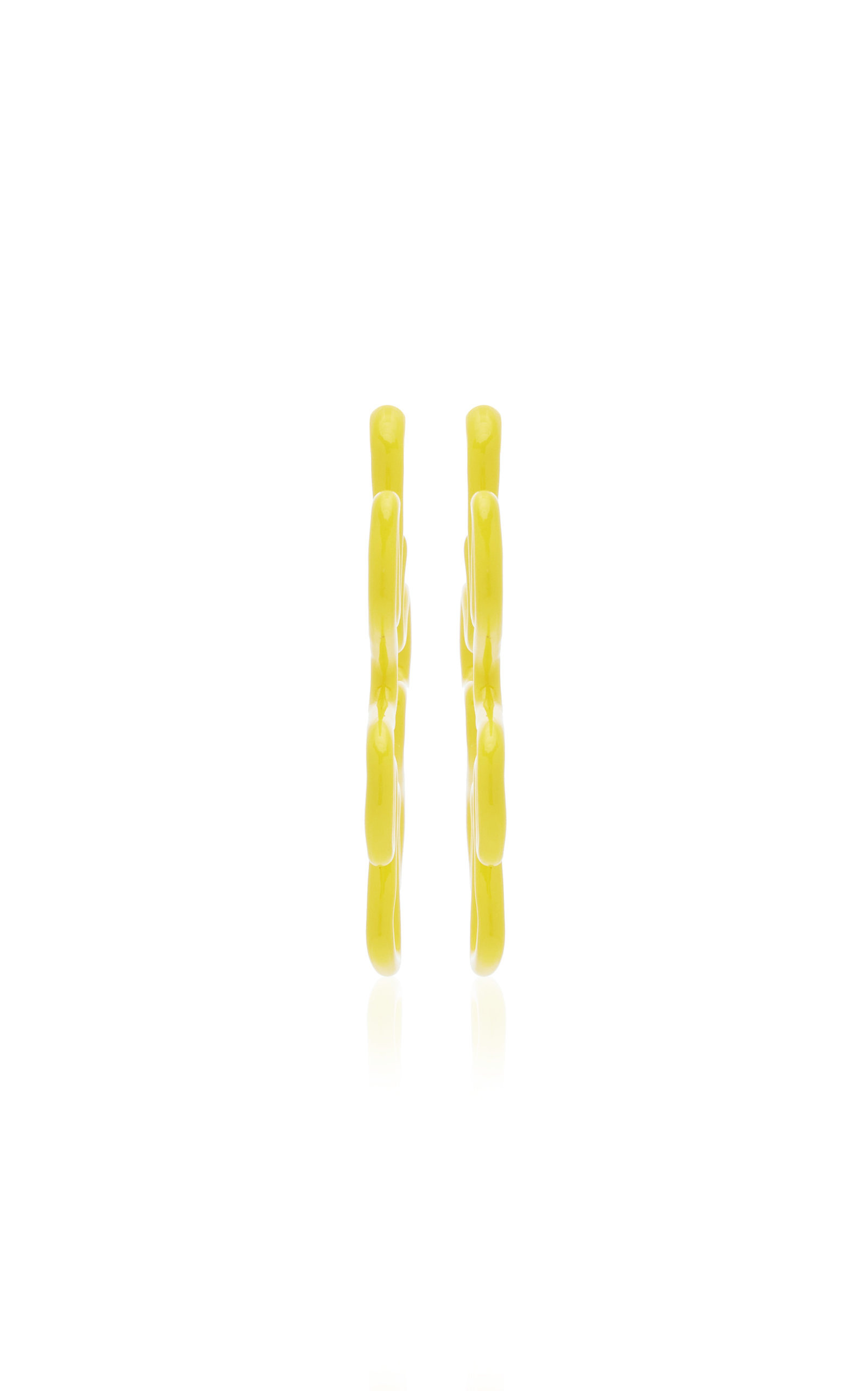 B 9K Yellow Gold Enameled Earrings yellow - 4