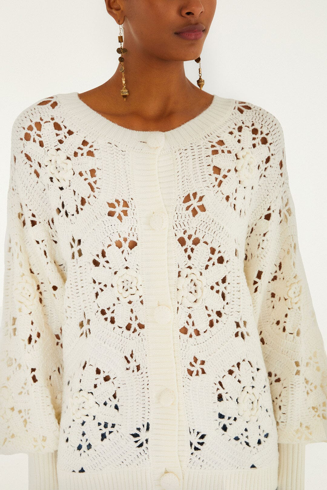 Off-White Crochet 3D Flower Knit Cardigan - 2