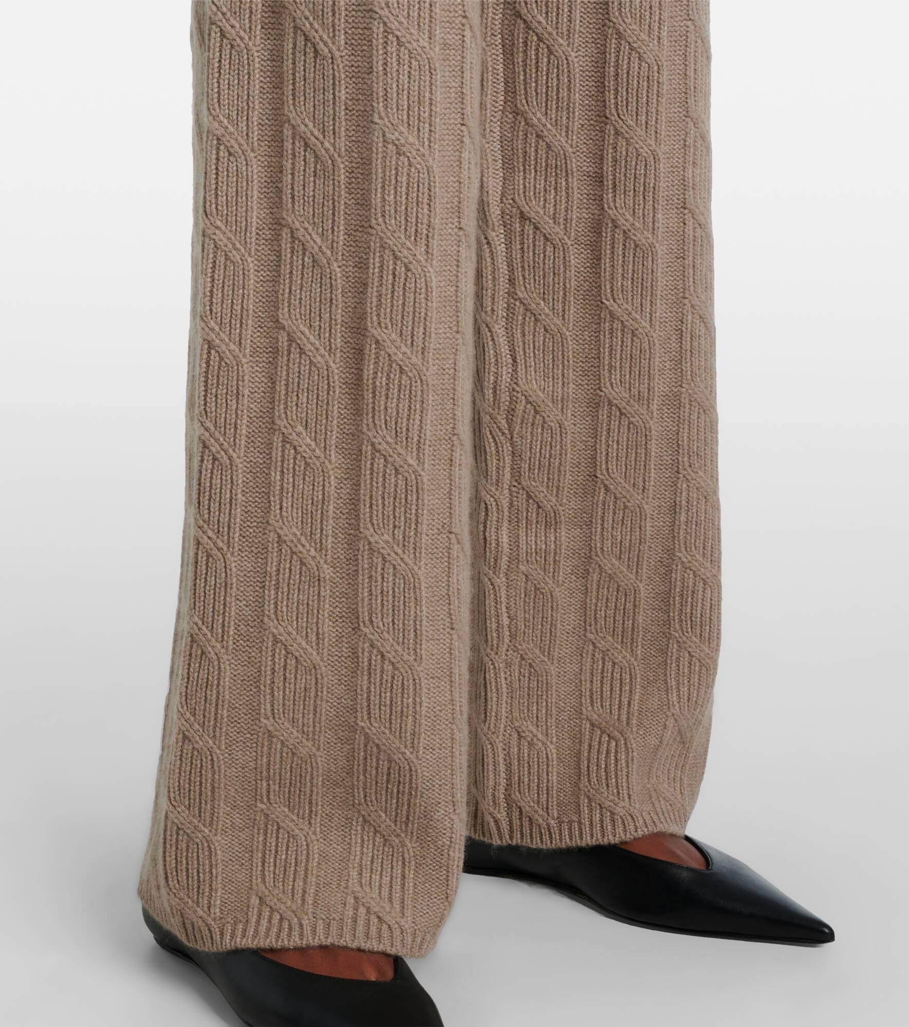 Ebba cable-knit cashmere straight pants - 5