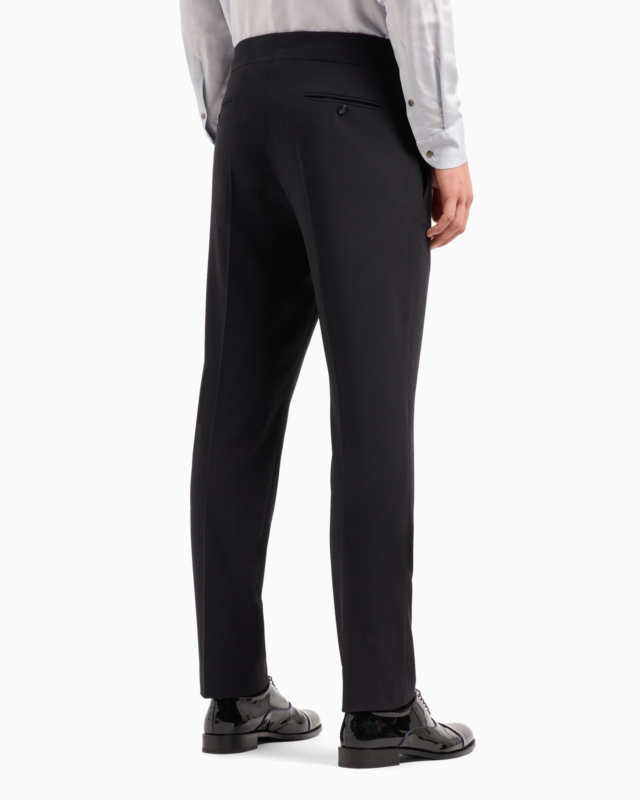 Wool crêpe flat-front trousers - 3