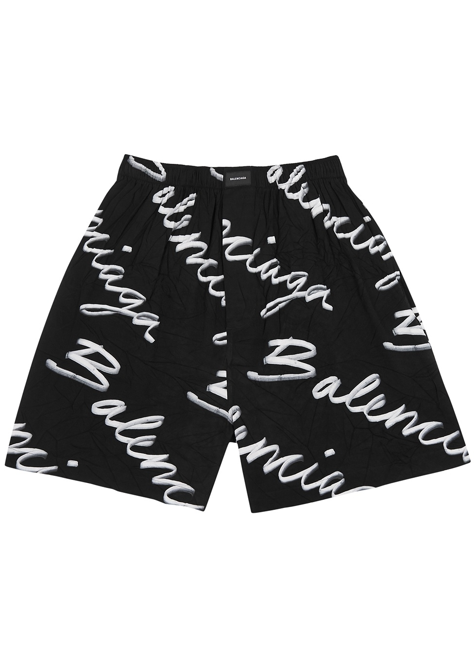 Scribble black logo-print crinkled shorts - 1