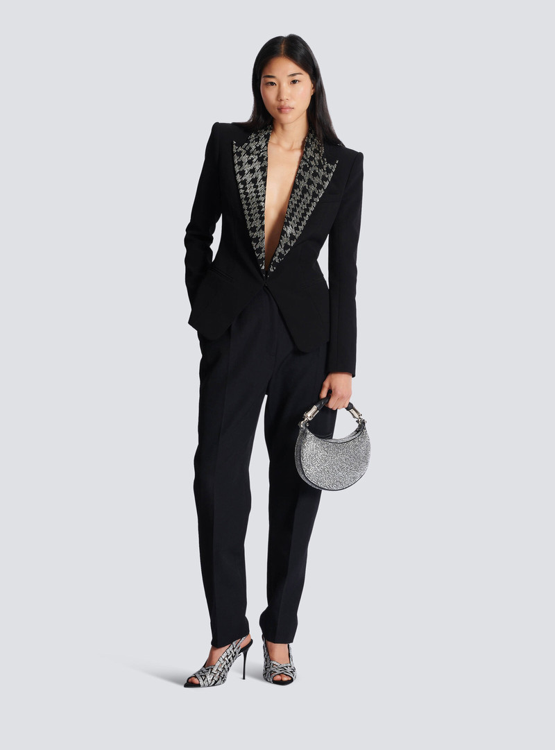 Balmain Ebene Mini bag in suede and crystals outlook