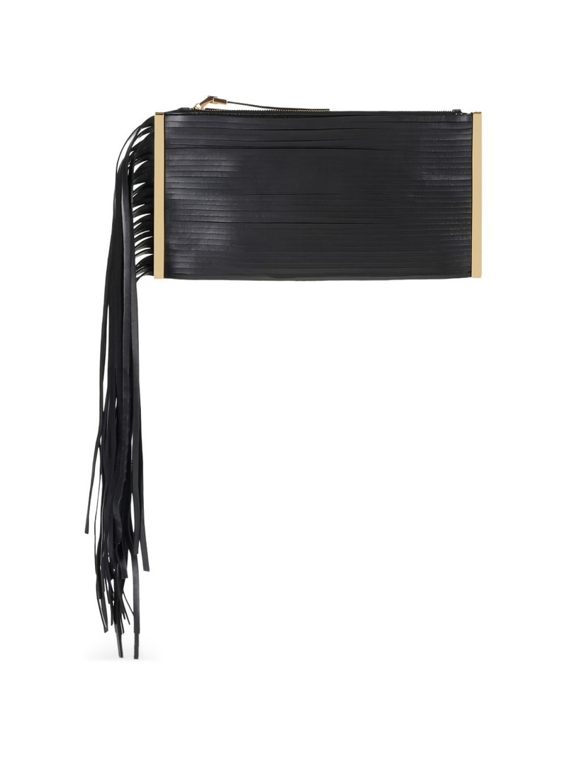 fringed-design chain-strap leather shoulder bag 3