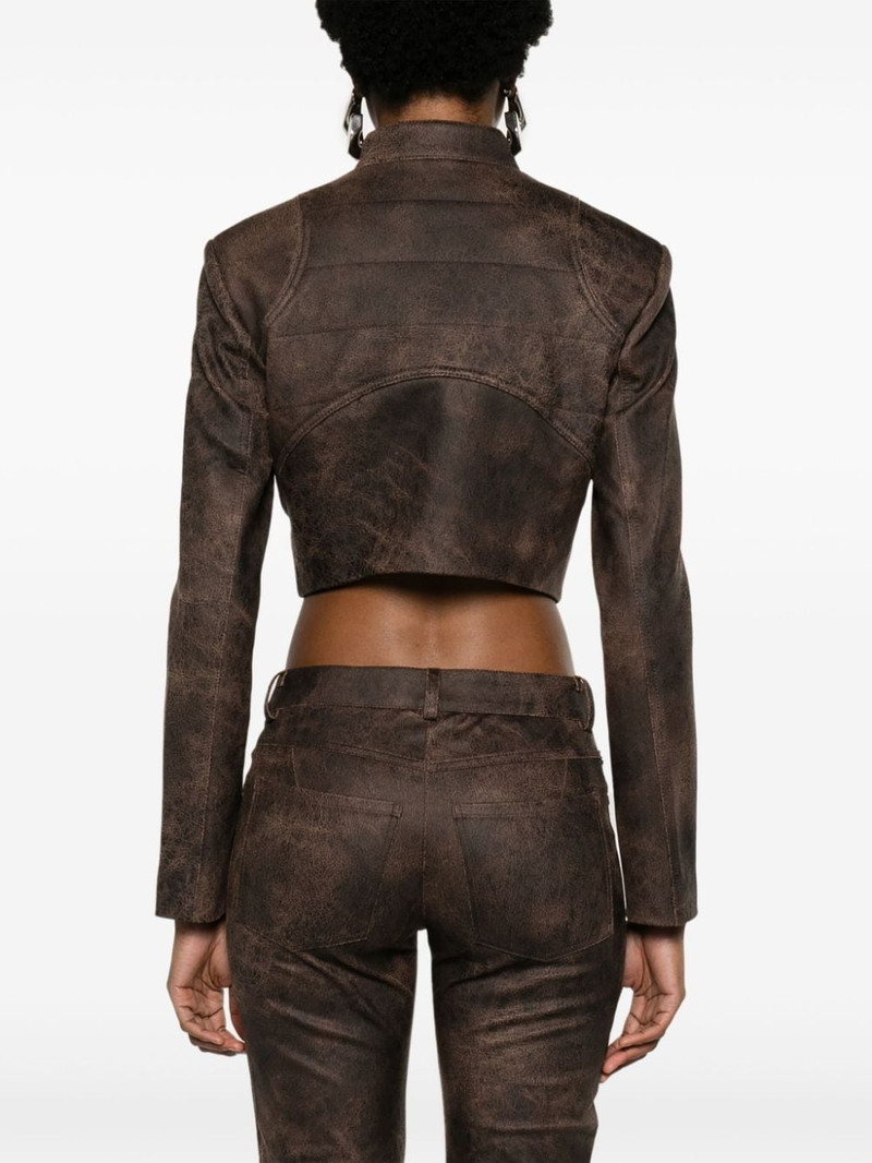 cracked cropped faux-leather jacket 4